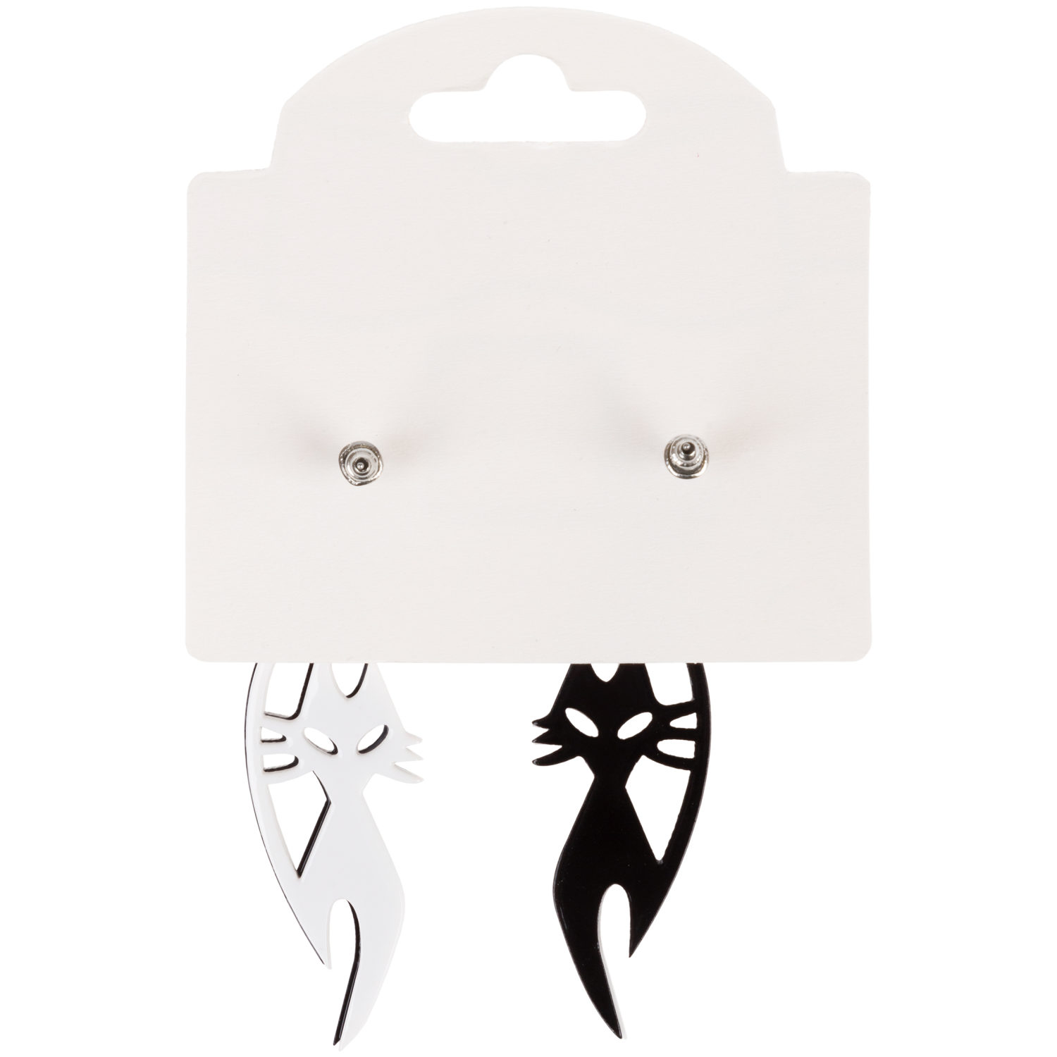 Набор из 2 асимметричных сережек-гвоздиков Lukky Fashion "Черно-белые кошки"