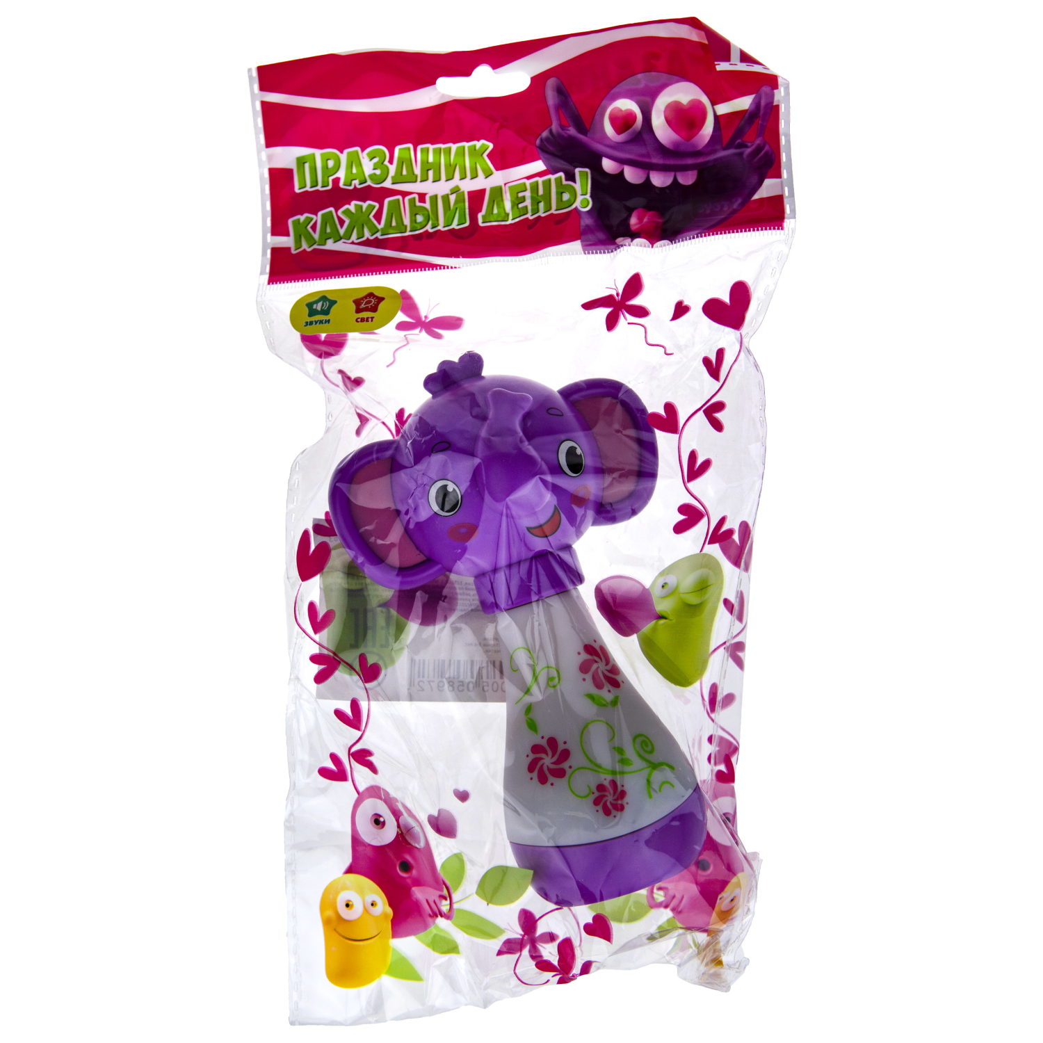 Игрушка слоненок, свет, звук в пак.14,5*5*23см