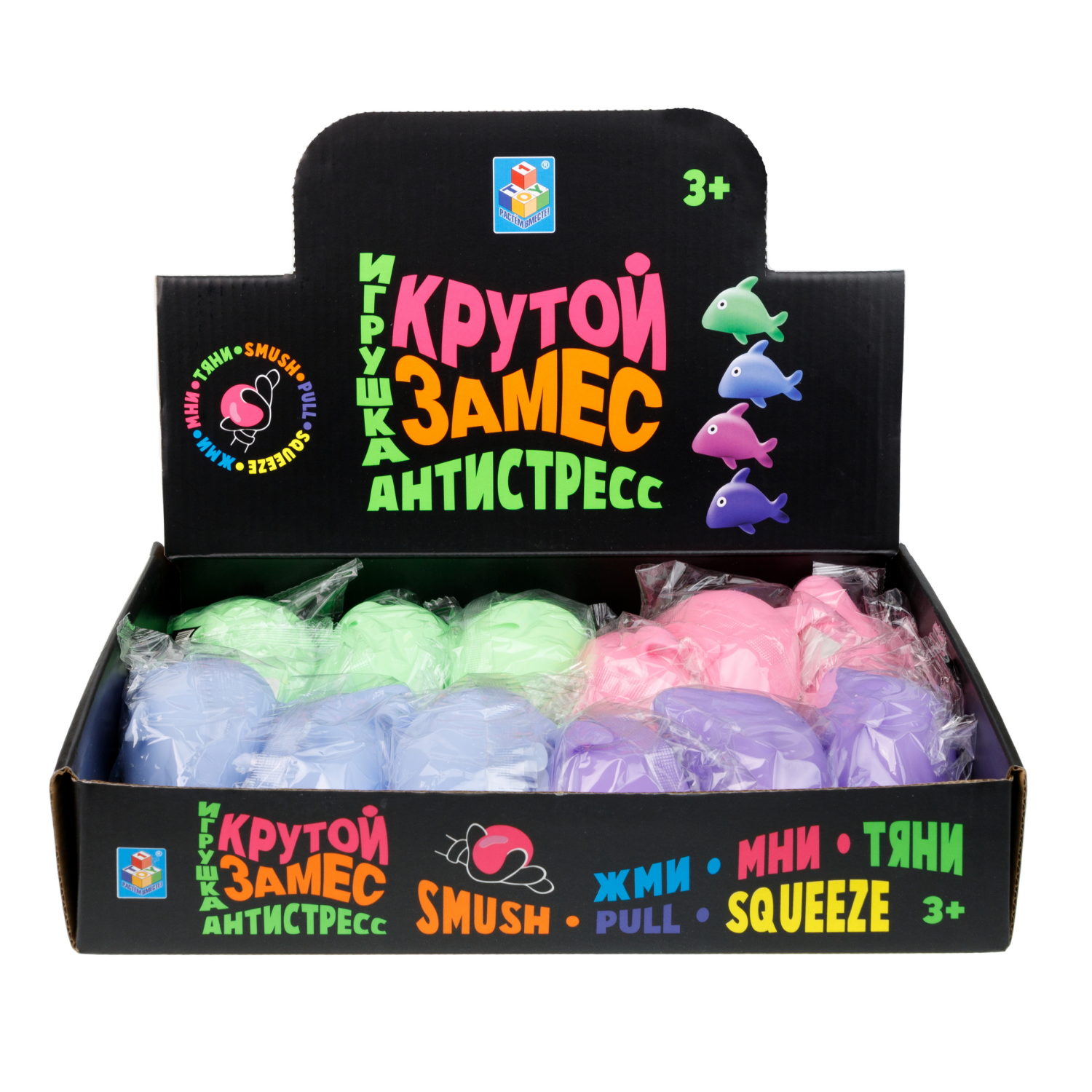 Антистресс-игрушка для рук 1TOY Крутой замес Рыбка, 4 вида в ассортименте