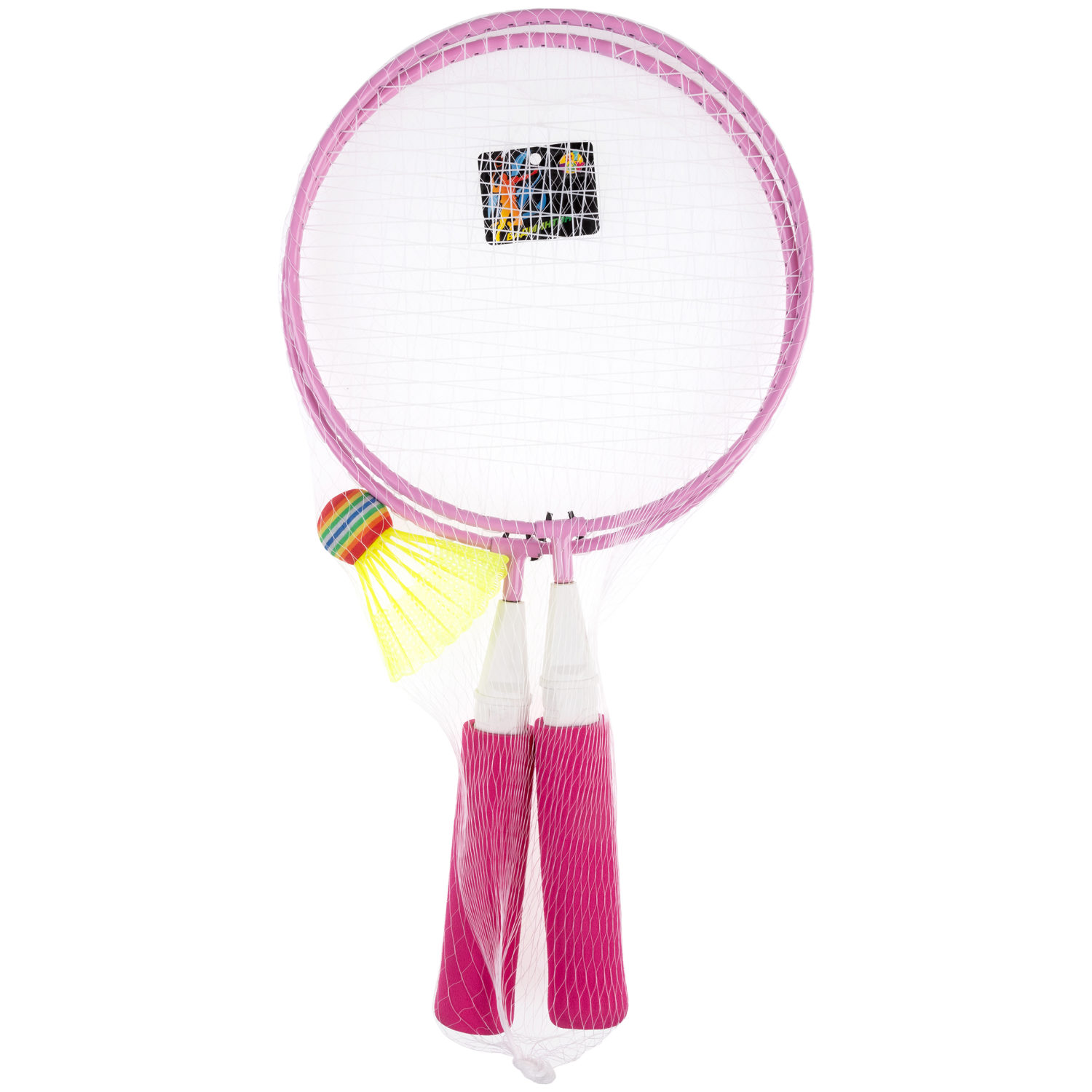 Бадминтон 1TOY 2 ракетки с мягкими ручками, 1 волан, малиновый