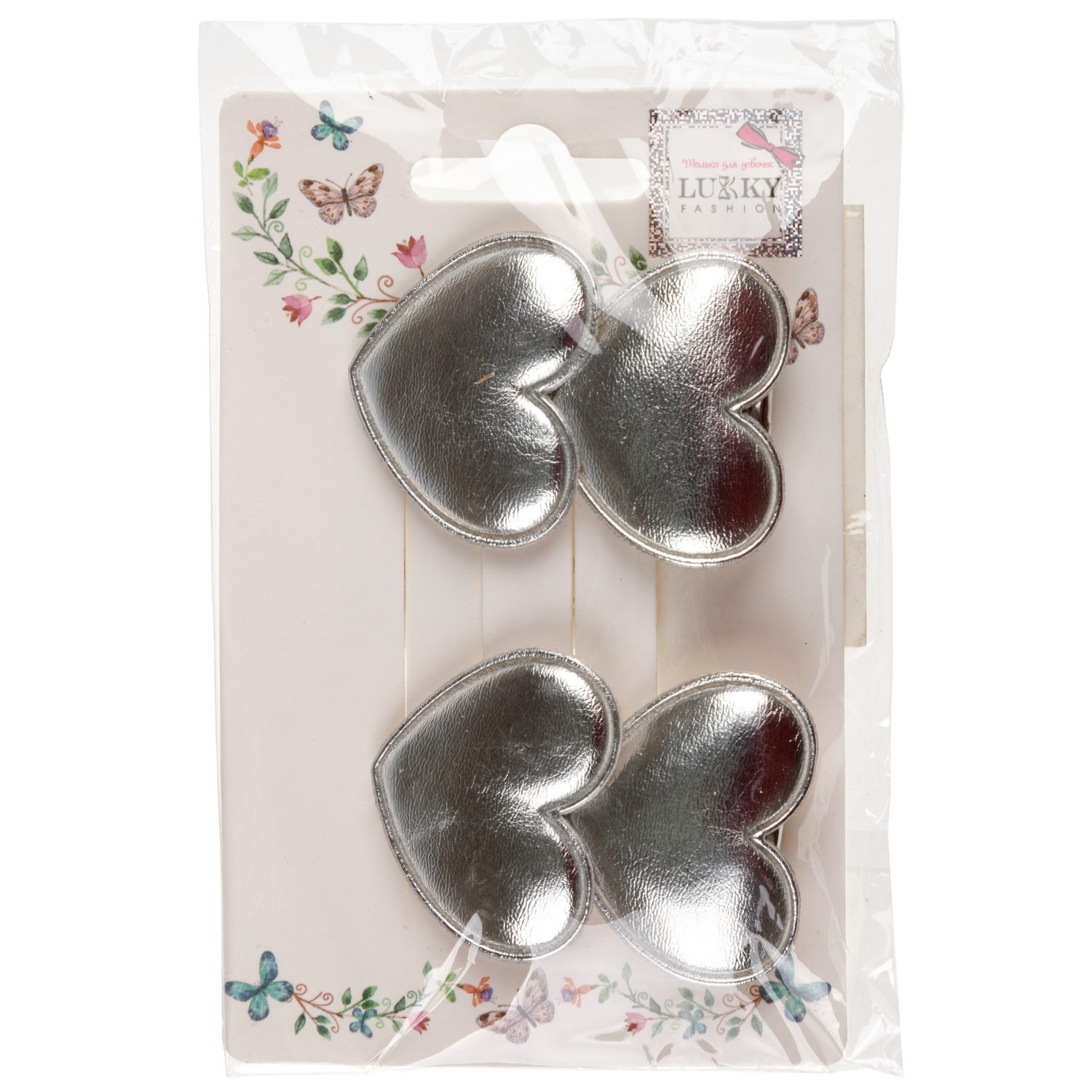 Заколки для волос Lukky Fashion Сердечки, детские, для девочки, зажимы, 4 цвета в ассортименте, набор 2 шт.