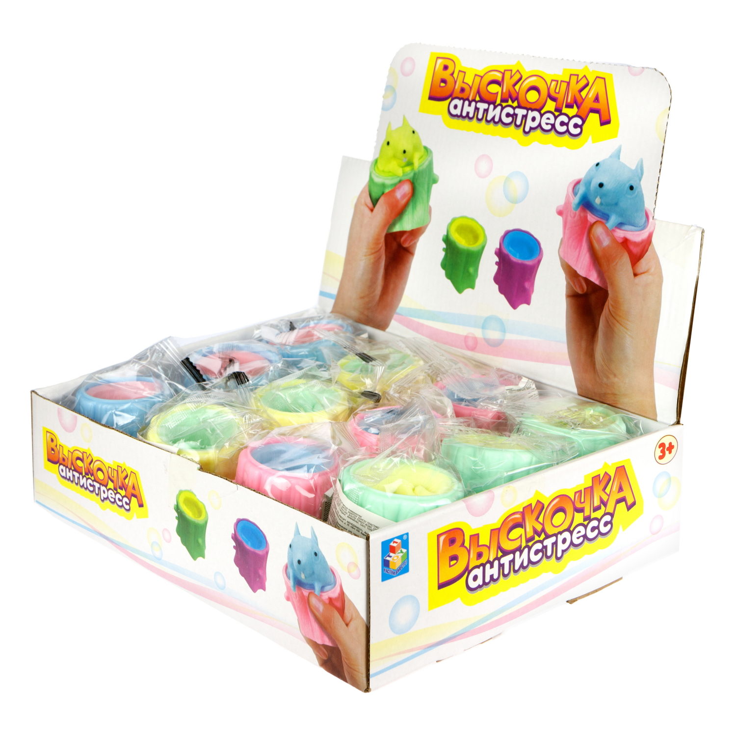 1Toy Жмяка "Выскочка. Бурундук" 5х6х7 см, 12 шт. в д/б