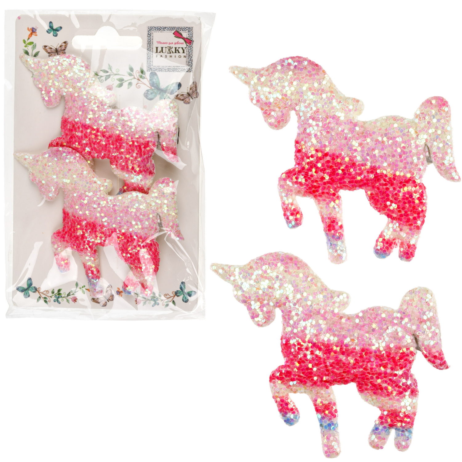 Заколки для волос Lukky Fashion Единорог детские, для девочки, зажимы, 3 цвета в ассортименте, набор 2 шт.