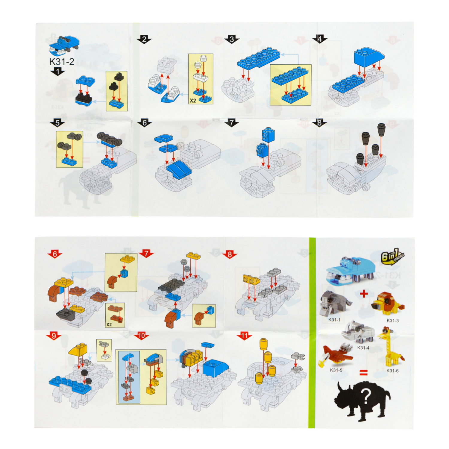 Конструктор 1TOY Blockformers "Саванна",  6 видов, из 6 шт. собирается большой буйвол, 1 шт.