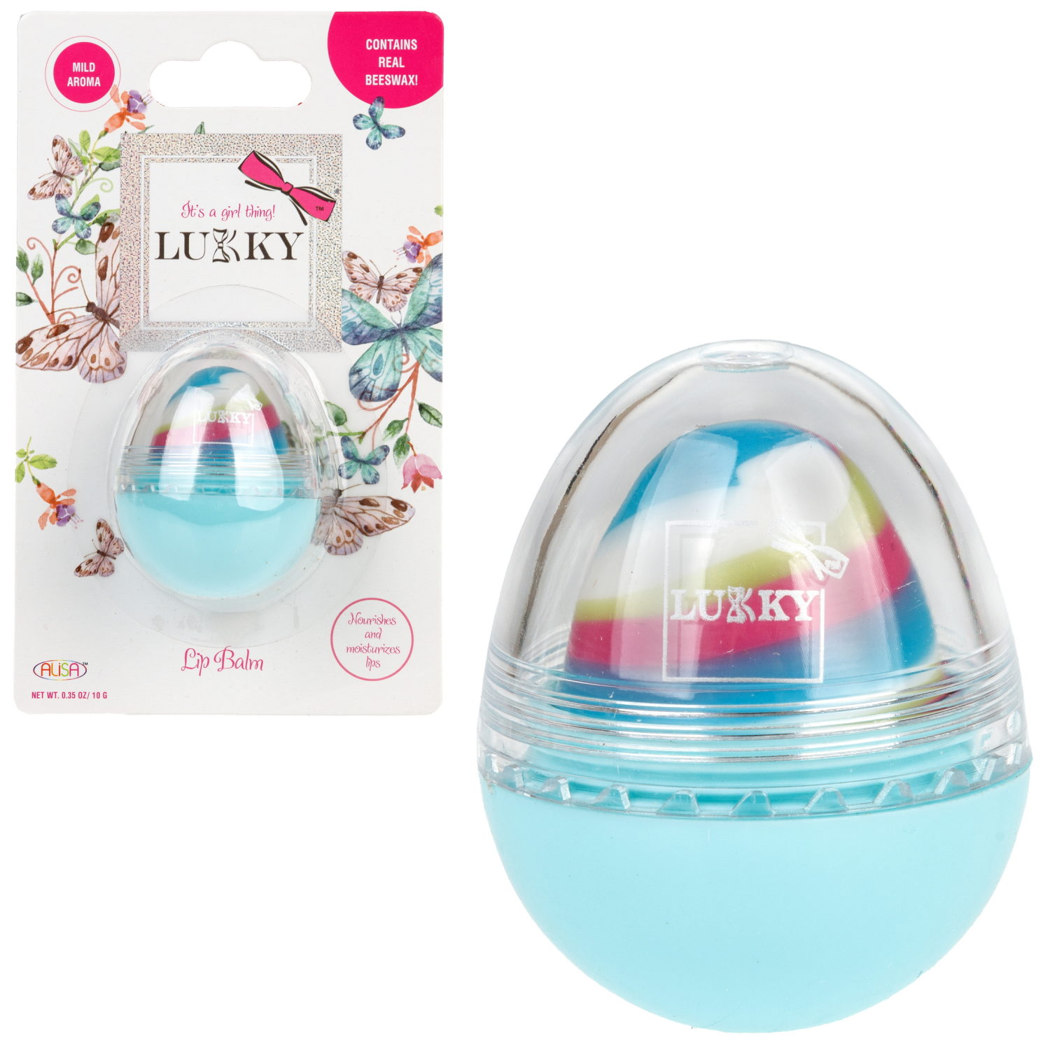 Бальзам для губ - яйцо LUKKY, увлажняющий, питательный, Ванильное облако, 10 г.