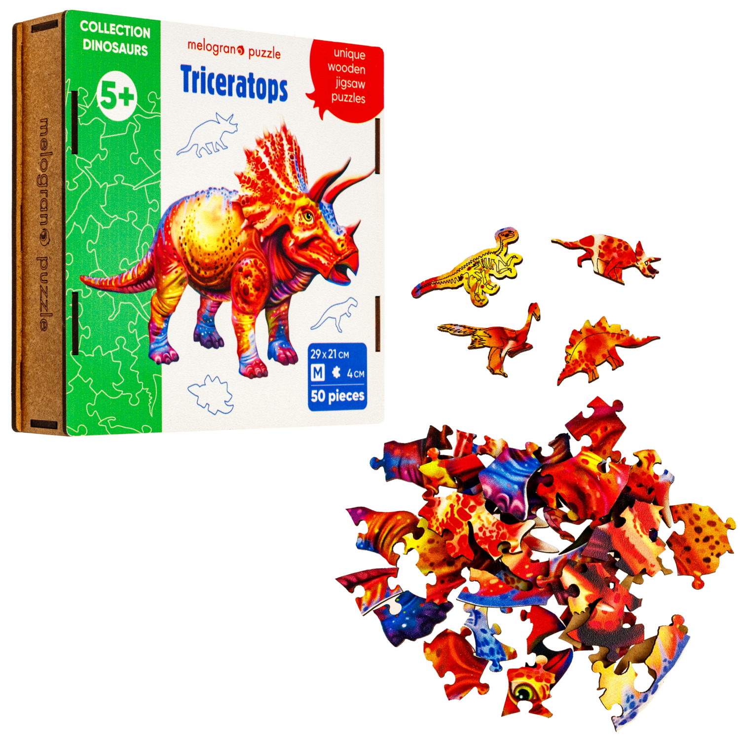 Пазлы Collection Dinosaurs Трицератопс, 50 деталей