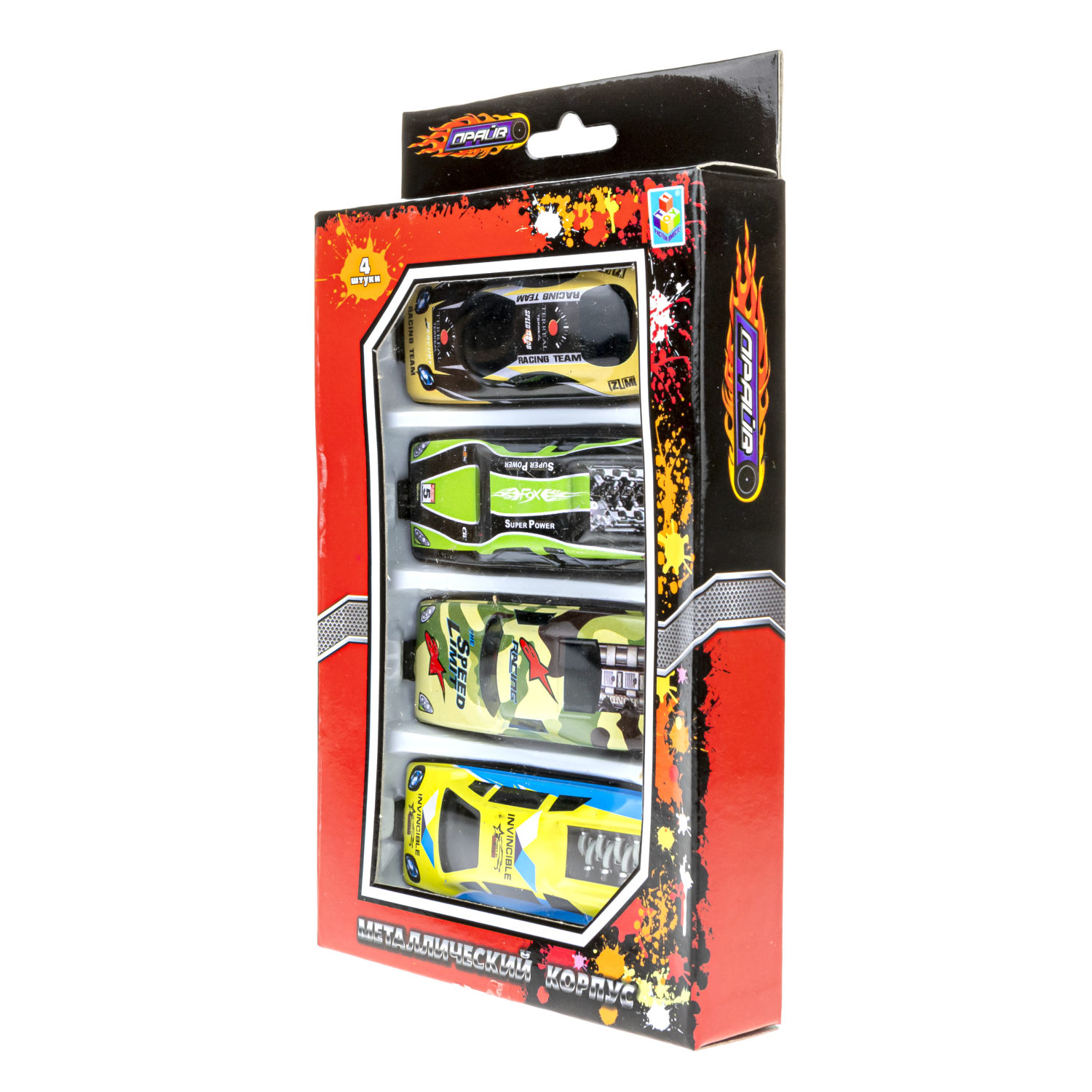 Набор металлических машинок 1TOY Драйв, гоночные, маленькие, 7 см, 4 шт.