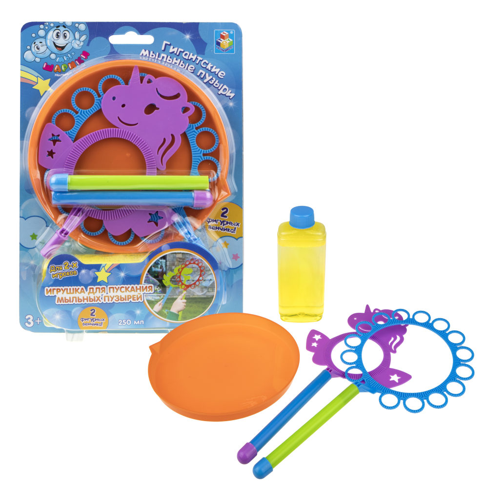 Мыльные пузыри 1TOY "Мы-Шарики!" Гигантские мыльные пузыри набор "Единорог". (250 мл.)