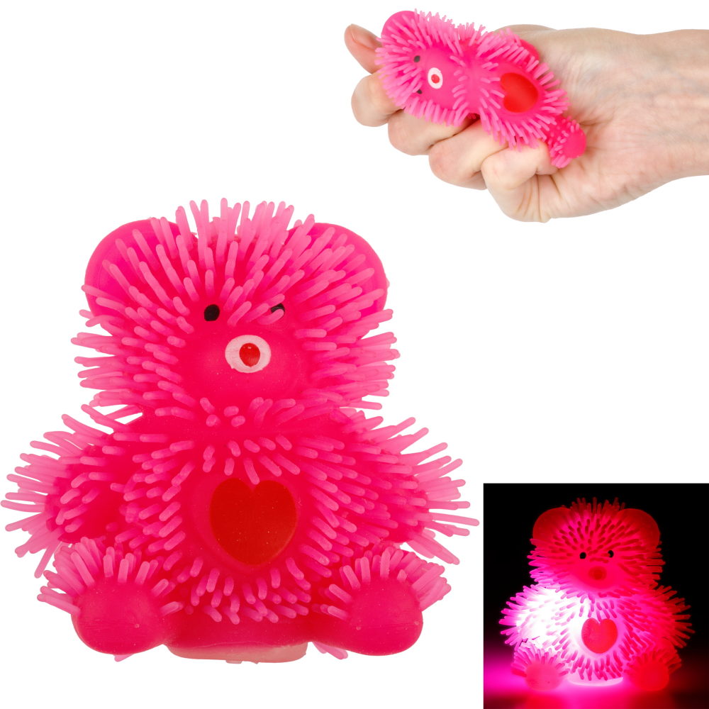 Игрушка-антистресс для рук 1toy Йо-Ёжики, розовый "Медвежонок" 8 см, со светом