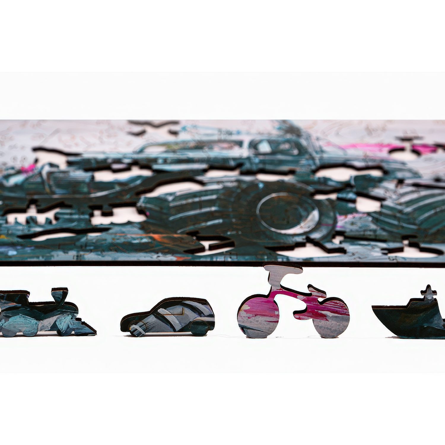 Деревянные пазлы Collection Transport Внедорожник современный серый, 120 деталей, 28х20 см