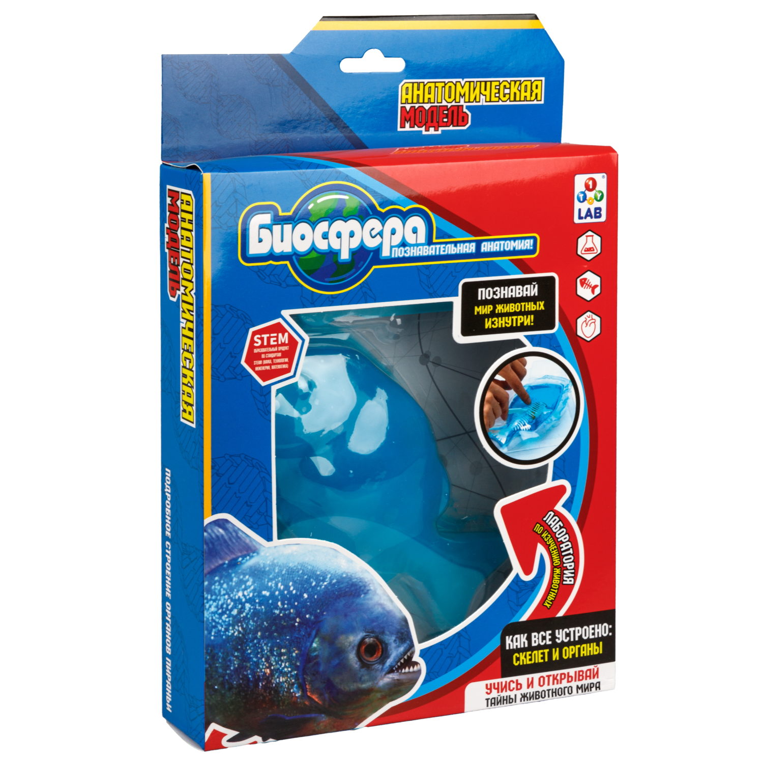 Игровой набор 1TOY LAB БИОсфера Познавательная анатомия Пиранья