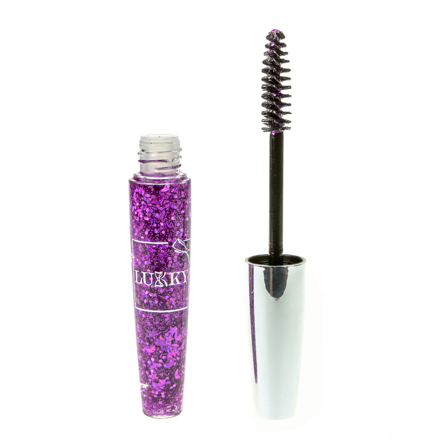  Детская тушь для волос  LUKKY с крупными голографическими блёстками разной формы, гель-глиттер для волос фиолетовый