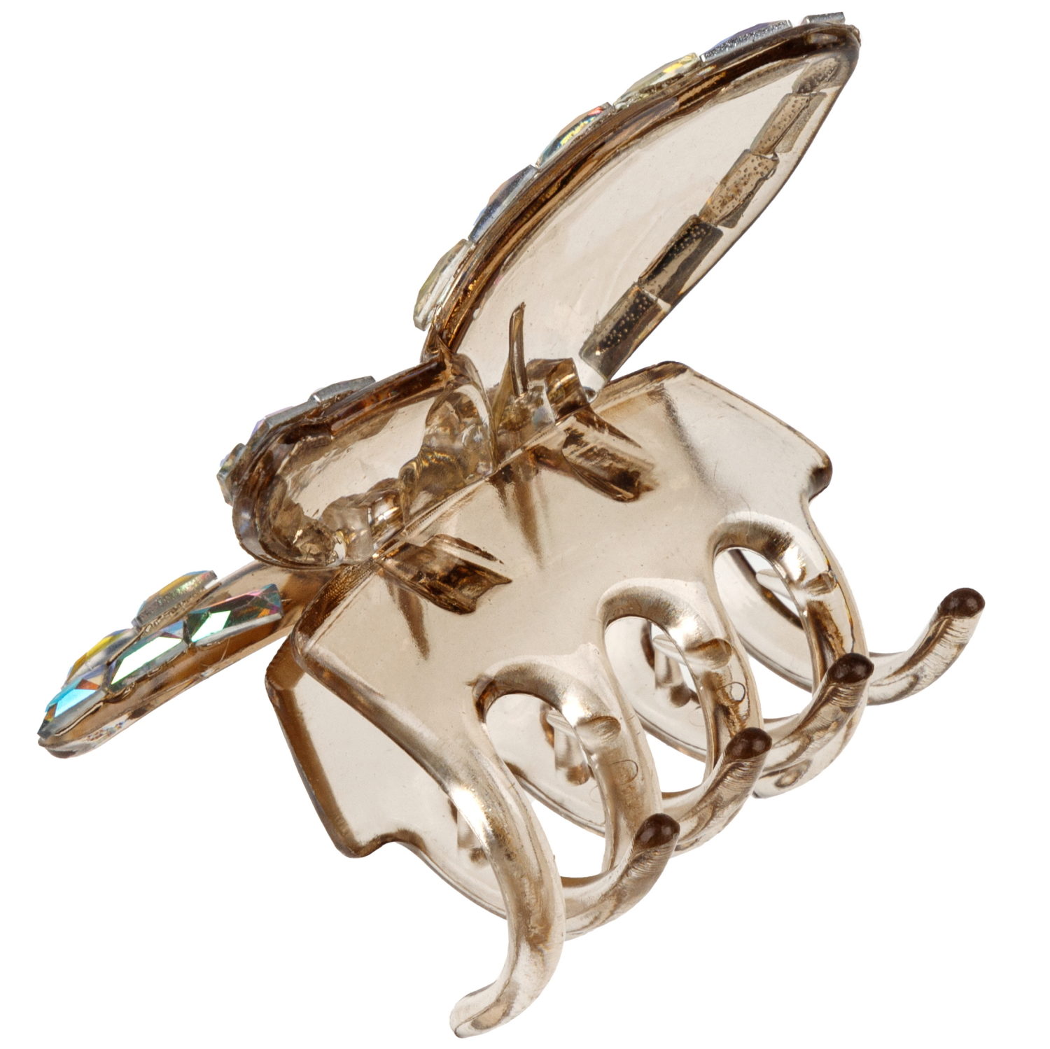 Lukky Fashion заколка-краб д.волос Бабочка Crystal с голограф.отделкой,4 цв.:золотой/розовый/малиновый/серебряный микс