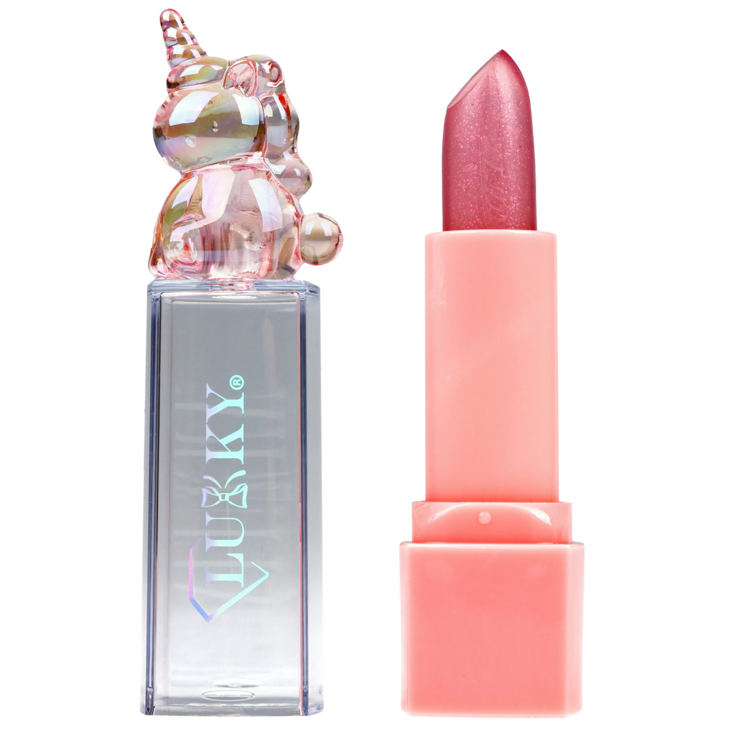Помада для губ с блестками Lukky Diamond Unicorn с ароматом, розовый, 3,4 г