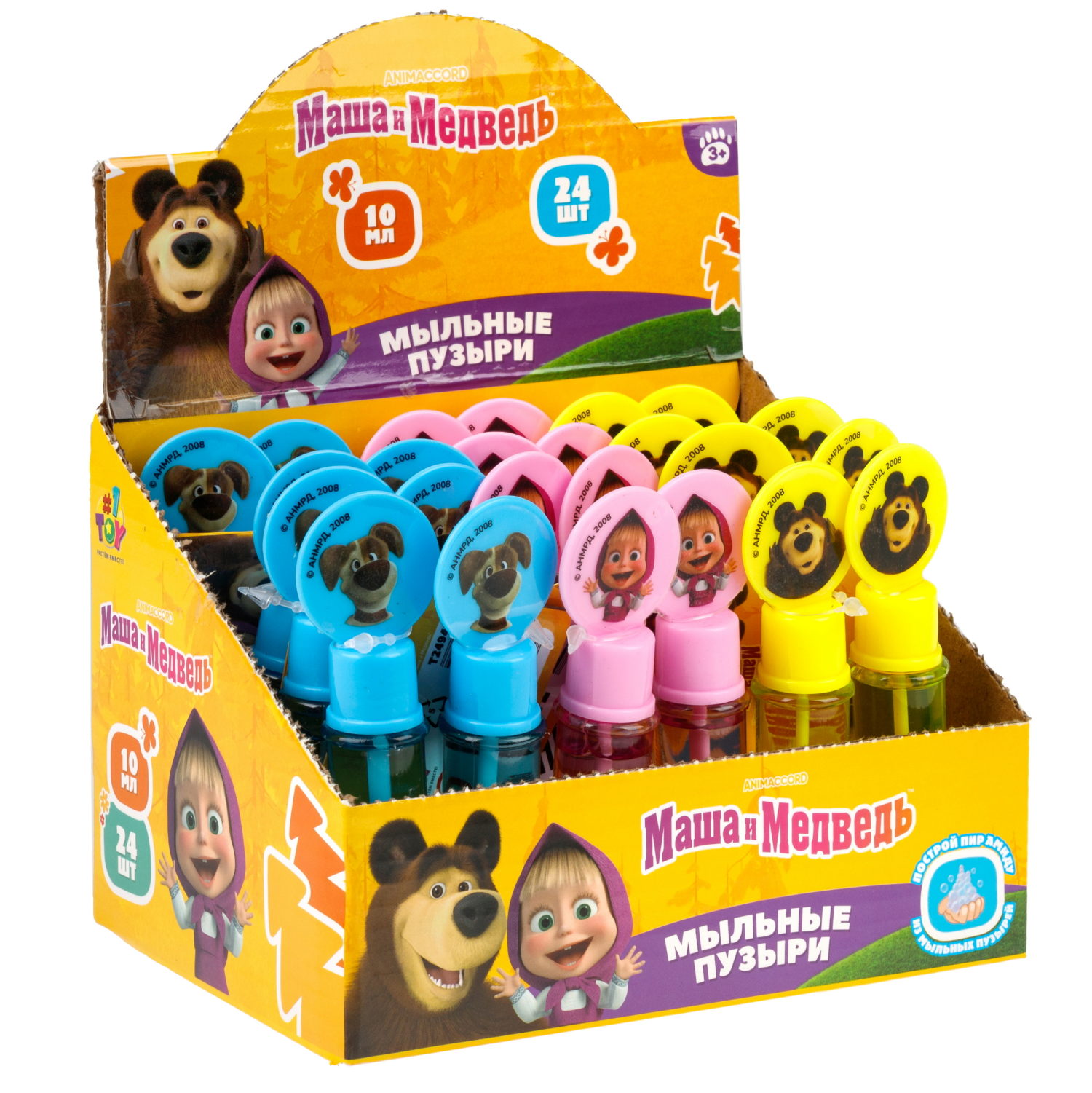 Мыльные пузыри нелопающиеся "Маша и медведь" с кругляшом на крышке , 10 мл