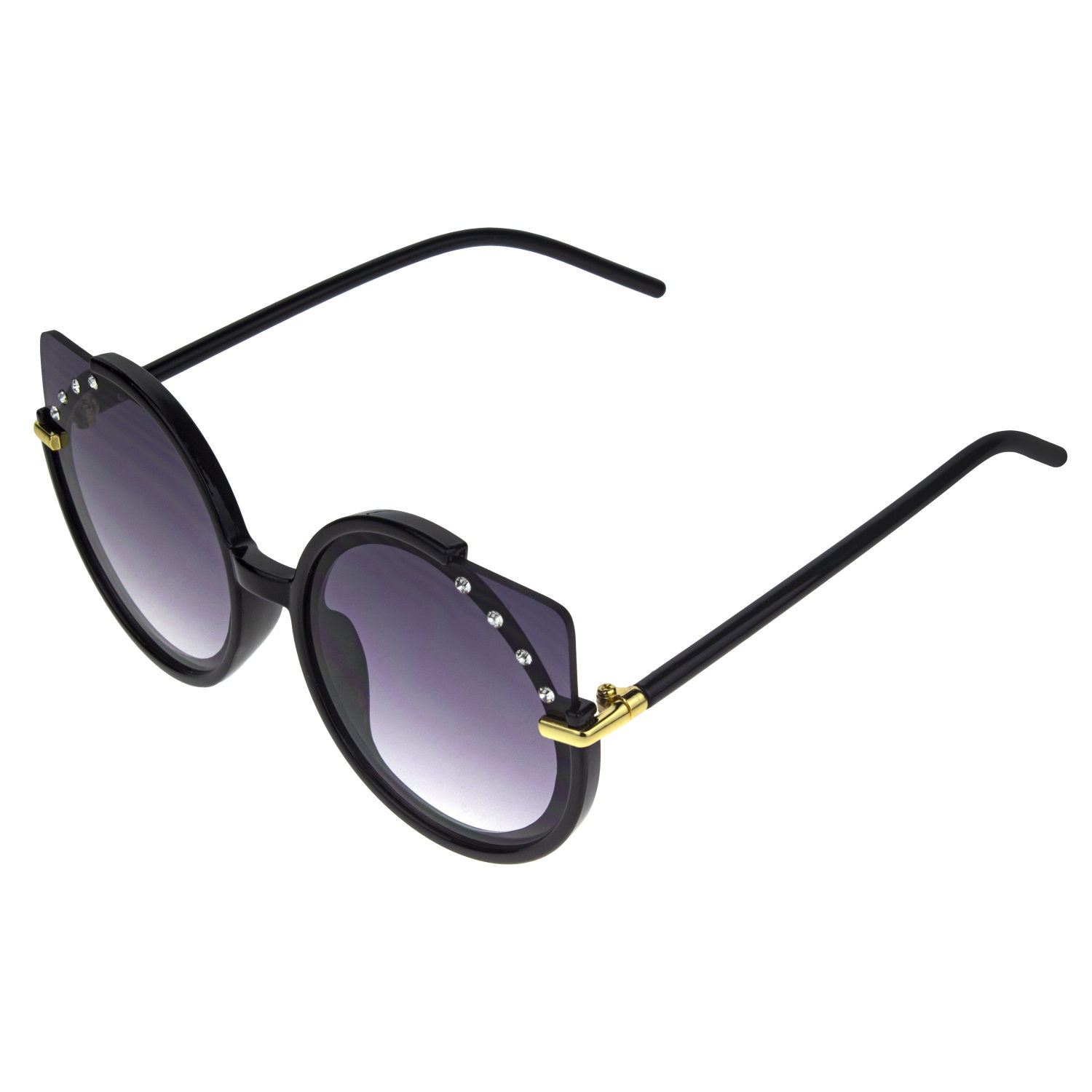 Очки солнцезащитные детские Lukky Fashion "Кошачий взгляд" со стразами, черный