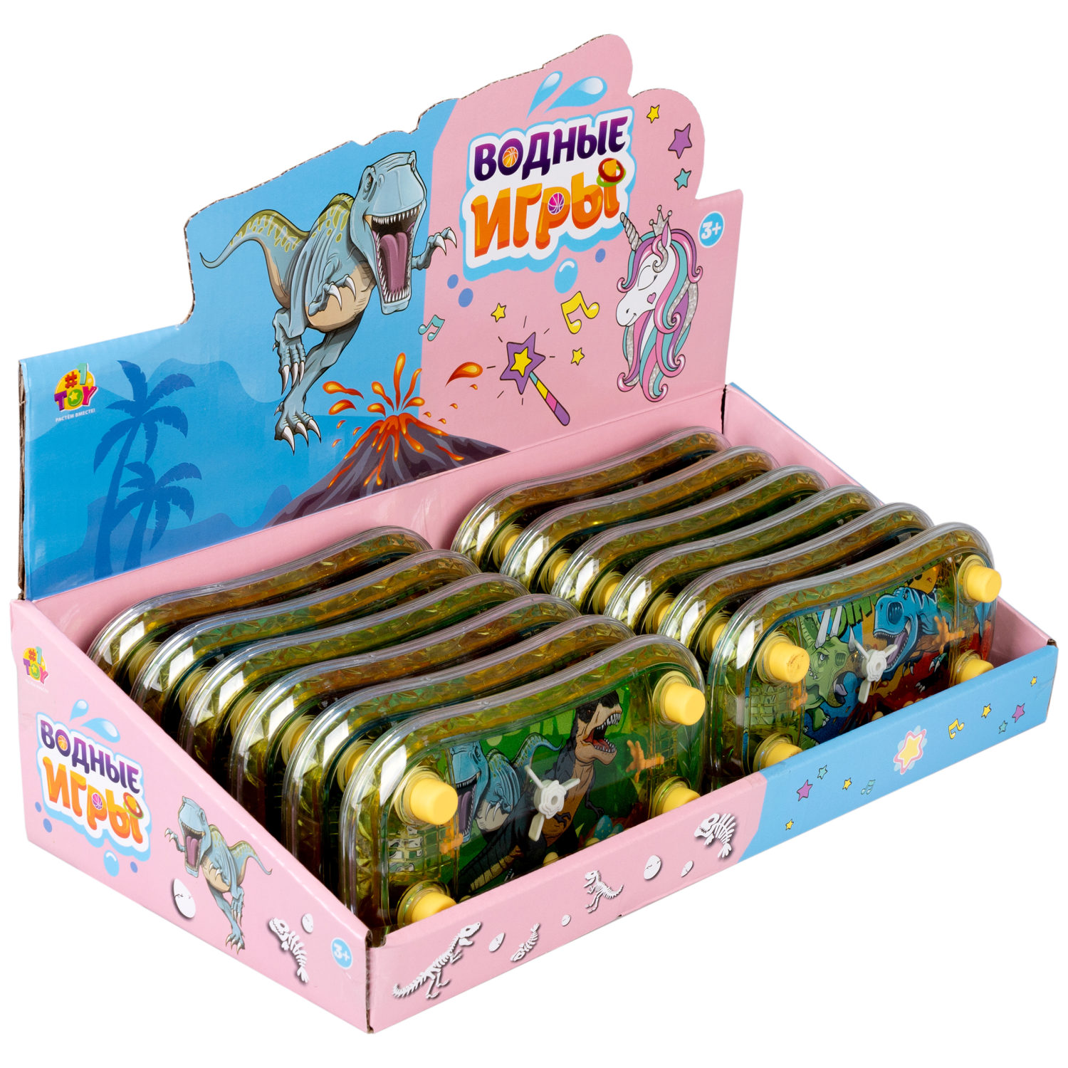 1TOY Игра с водой Забрось мячики Динозавры, 3 вида в ассортименте