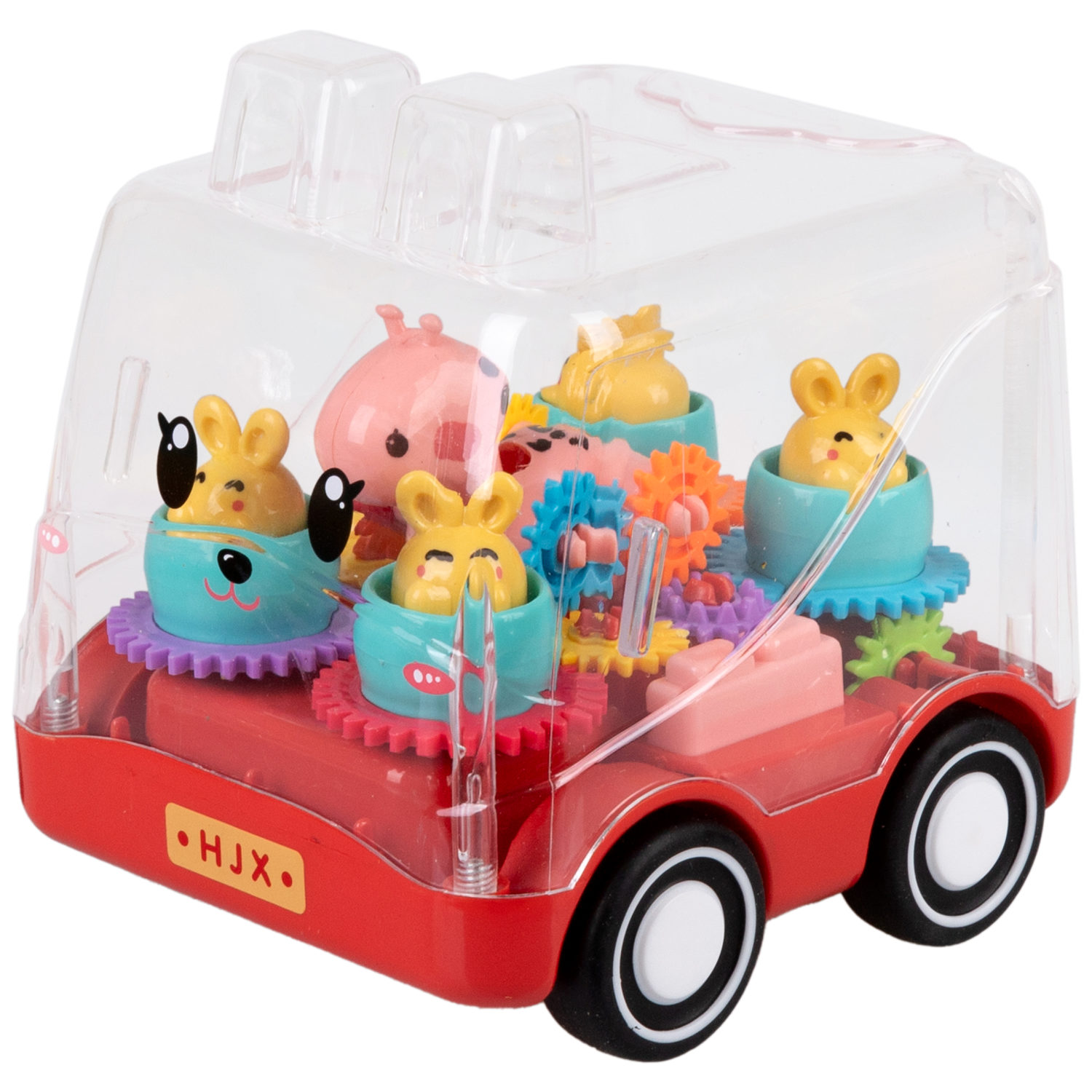 Игрушка прозрачная с шестеренками 1TOY Движок «Карусель», фрикционная, 3 цвета в ассортименте