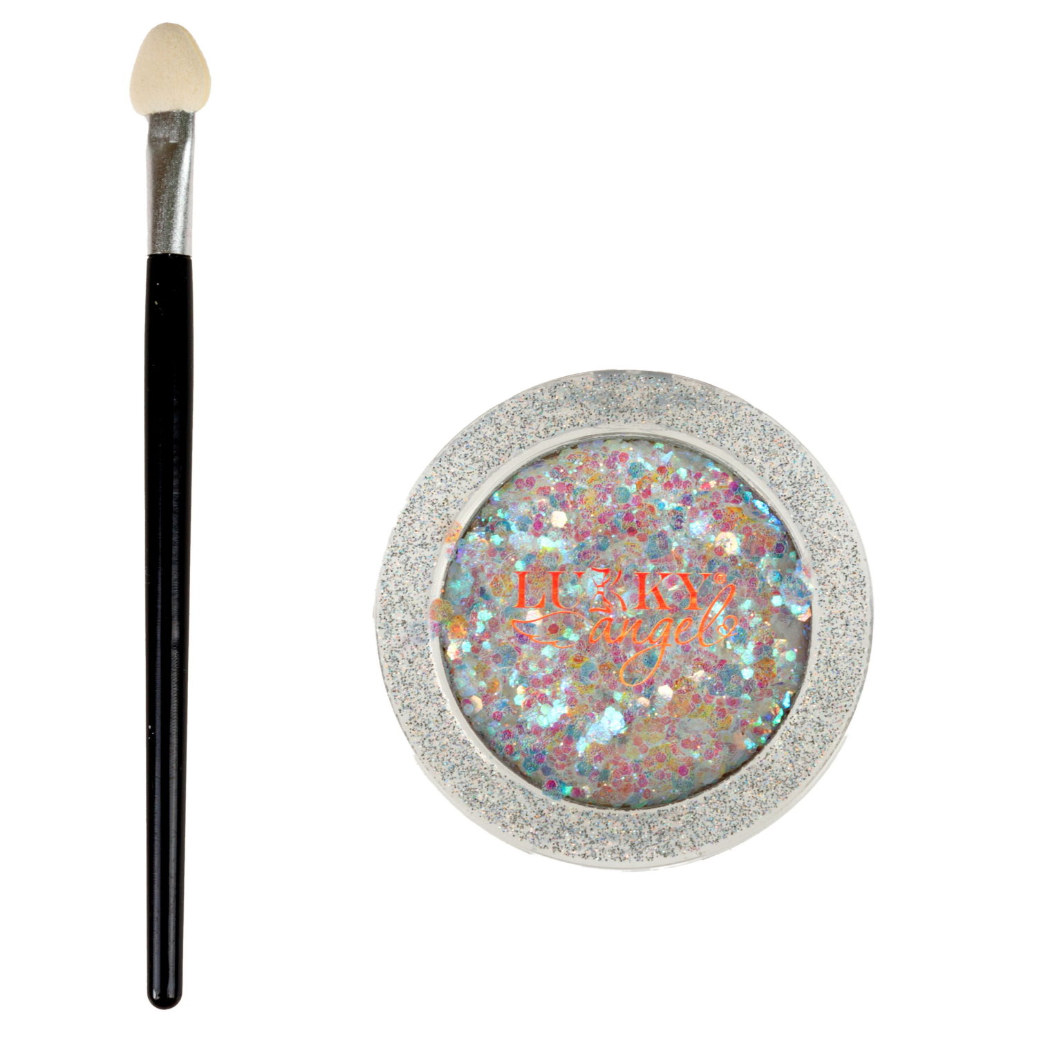 Гель-тени для век детские Lukky Angel, цвет белый, эффект хамелеон, с блёстками и голографическими звёздочками, 1,7 г