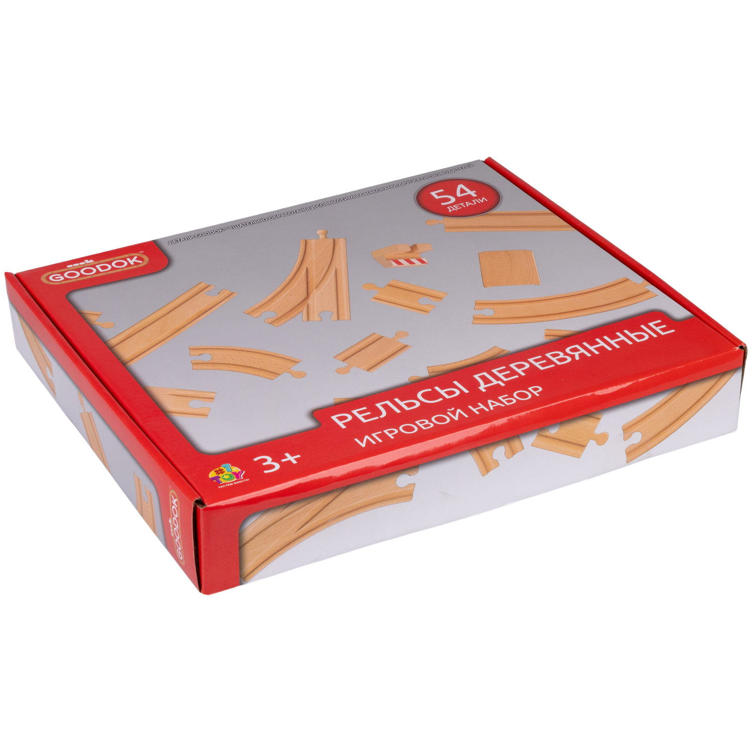 Рельсы для деревянной железной дороги 1TOY Goodok, ассорти, 54 шт.