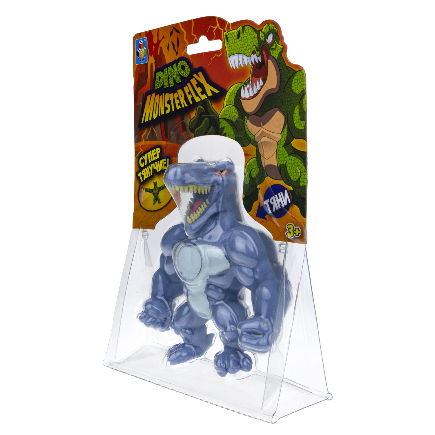 Тянущиеся фигурки 1TOY Monster Flex Dino, Раптор, монстр тянучка, 14 см