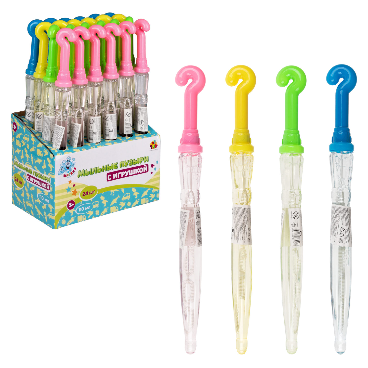 Мыльные пузыри Мы-шарики! 1TOY с игрушкой Зонтик, 110 мл