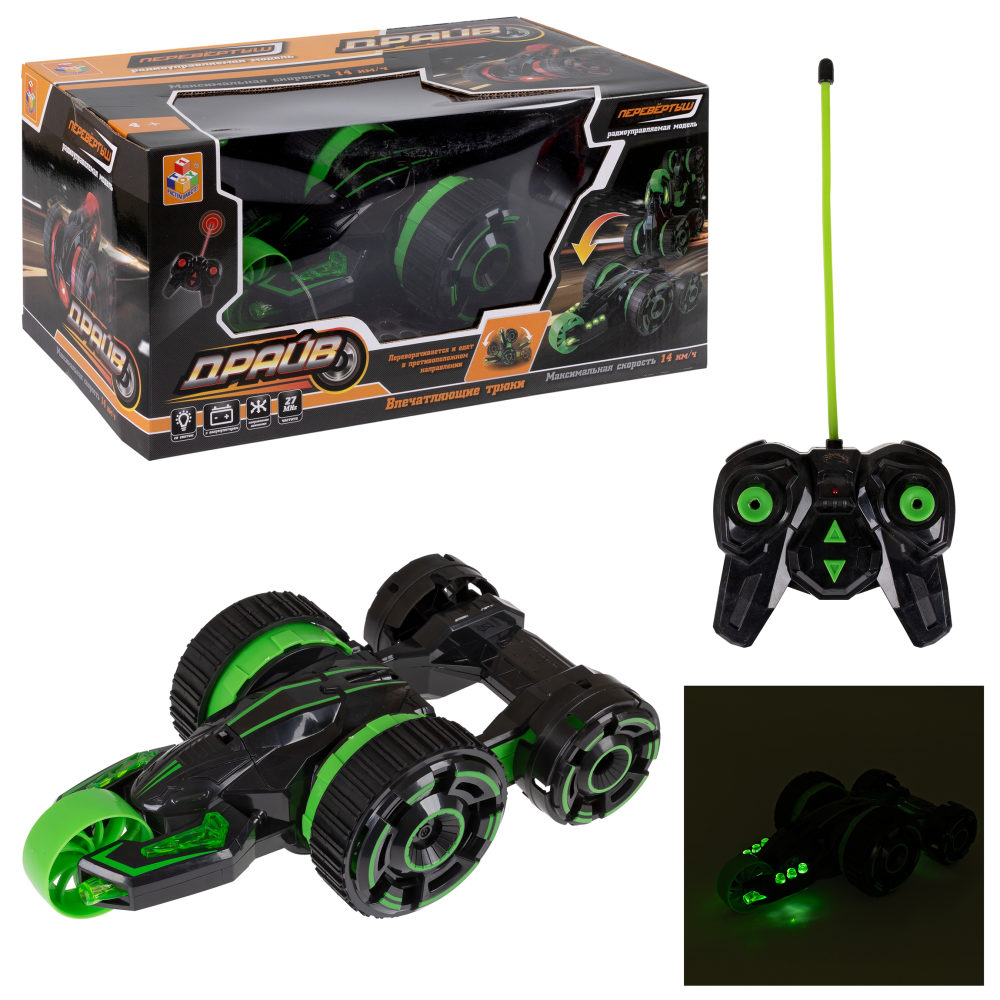 Машинка на пульте управления 1TOY Драйв трюковая, перевертыш, трюкач