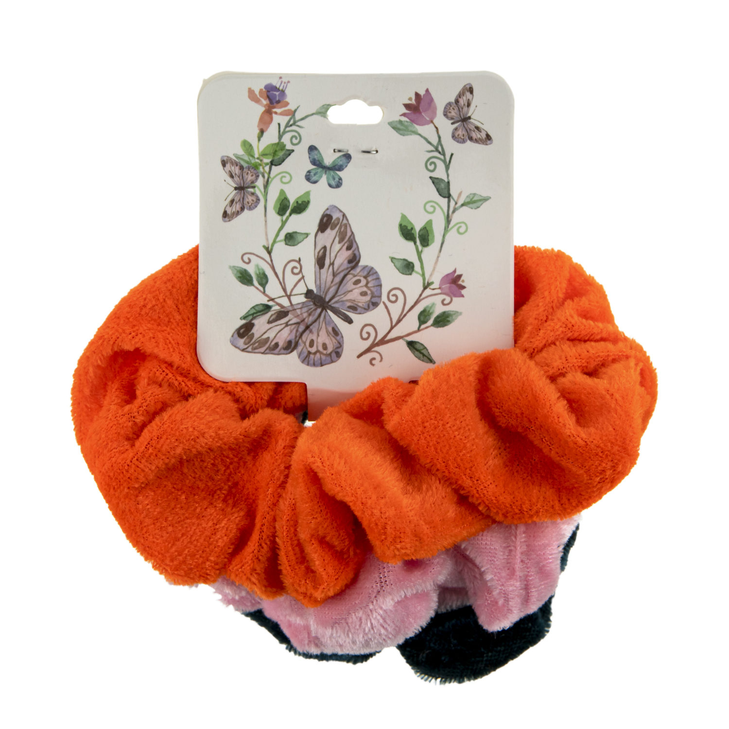 Lukky Fashion резинки текстильные, бархат, 3 шт (морская волна, оранжевый, нежно-розовый)