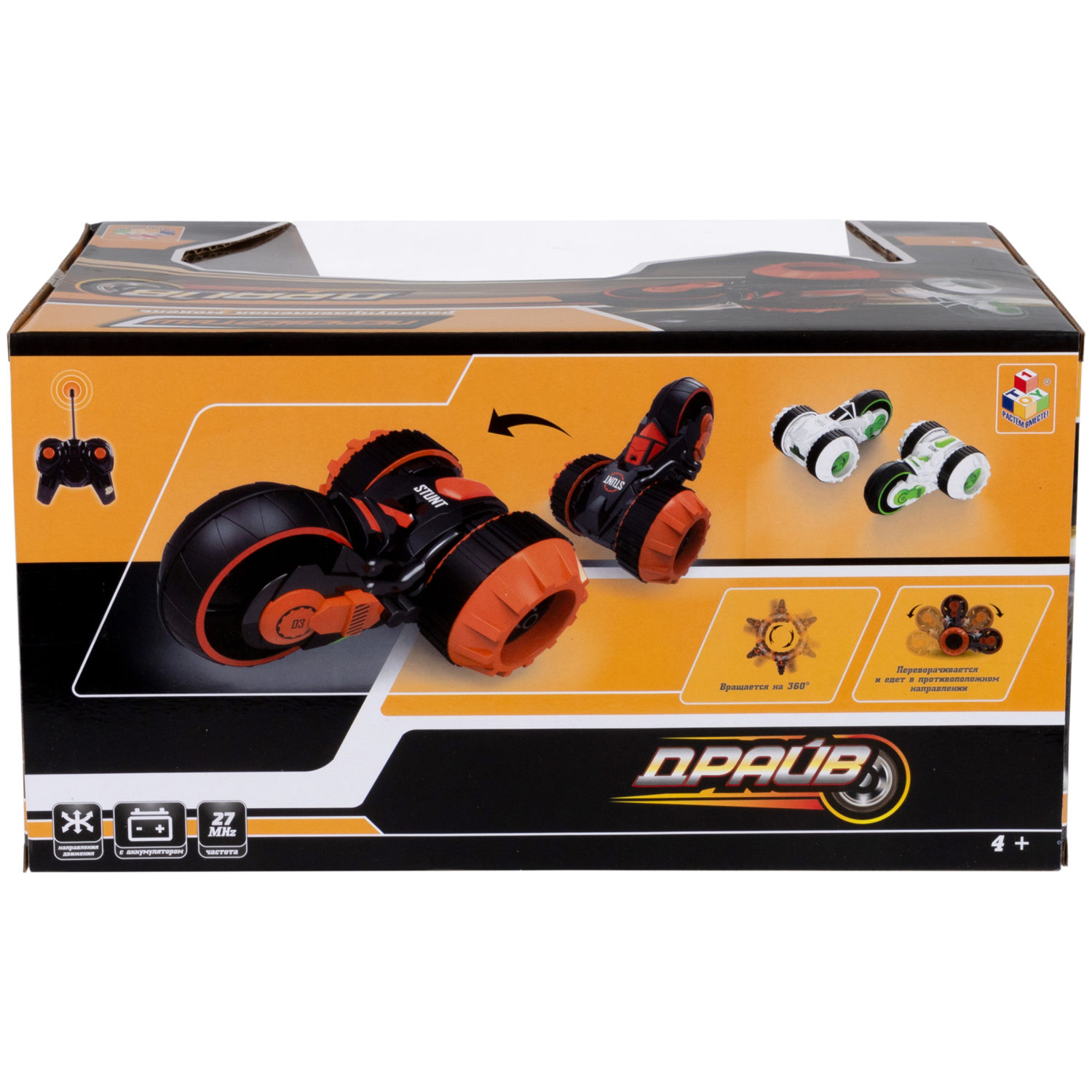 Машинка на пульте управления 1TOY Драйв перевертыш, трюковая, радиоуправляемая, трюкач, черная