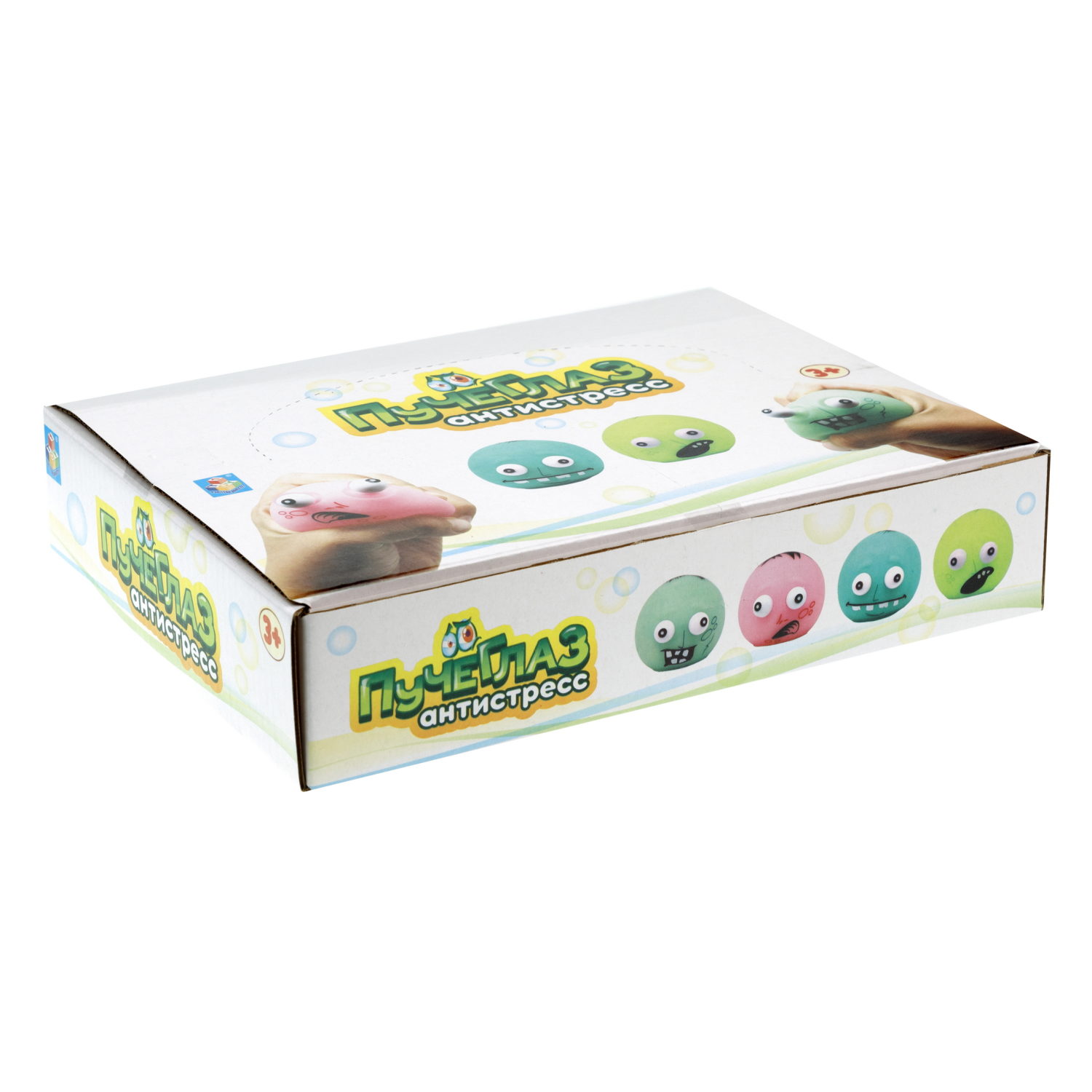1toy Пучеглаз-антистресс "Зомби" 5,5х5x4,7 см, 4 вида в асс., 12 шт. в д/б