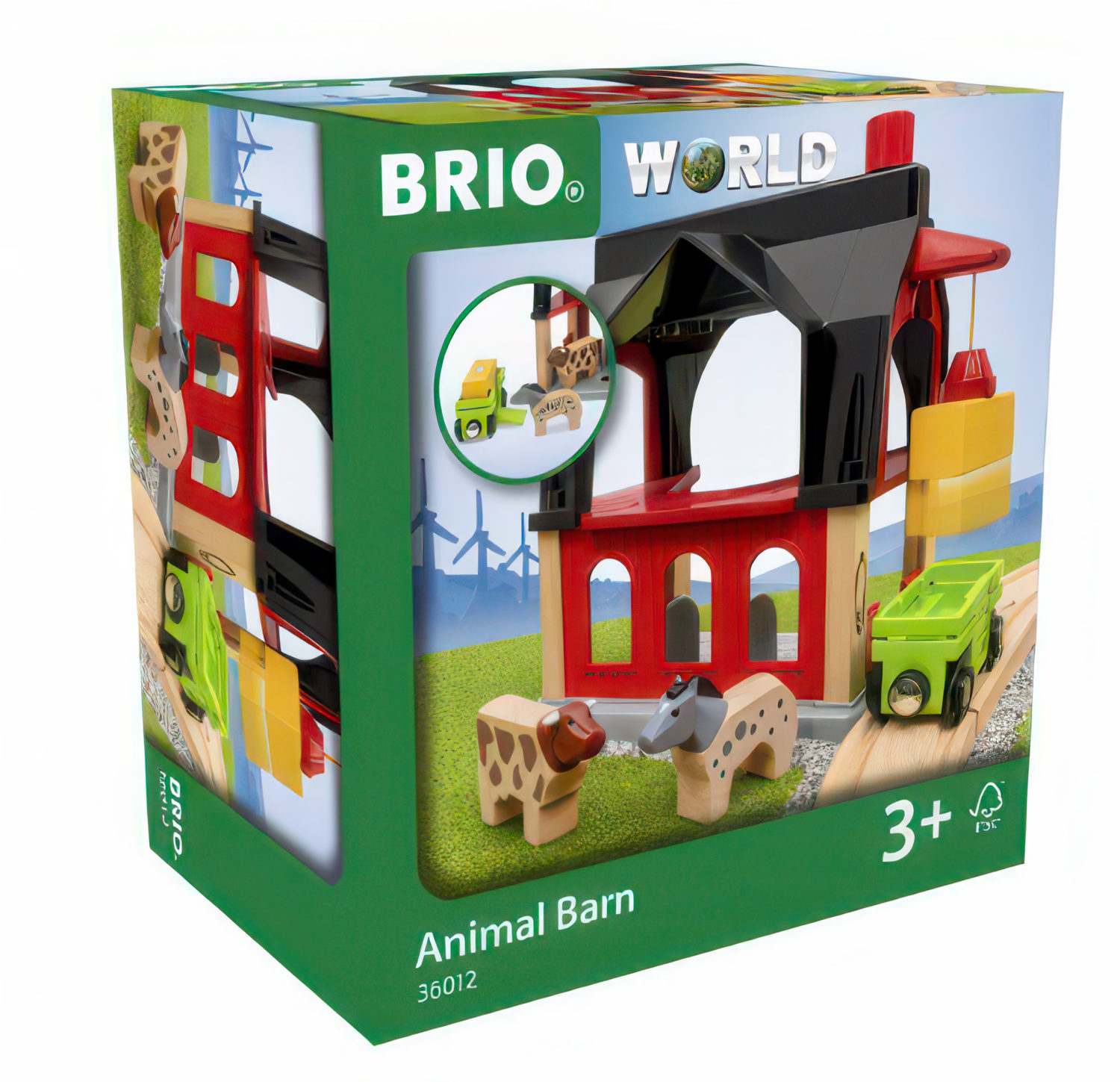 Сарай для животных BRIO, с кормушкой и телегой, для деревянной железной дороги