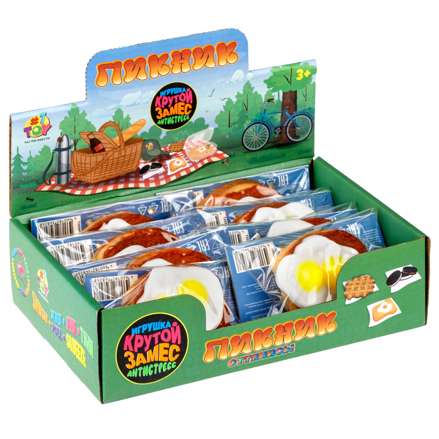 1toy Крутой замес Пикник тост с яичницой, в пак 13*13см, 8 шт в дб