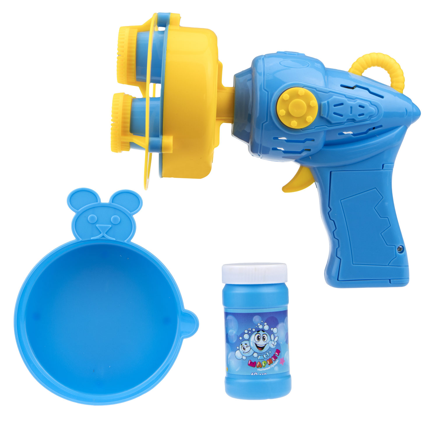 Набор для пускания мыльных пузырей 1TOY "Мы-шарики!" "Бластер 3 дула" (60 мл.)
