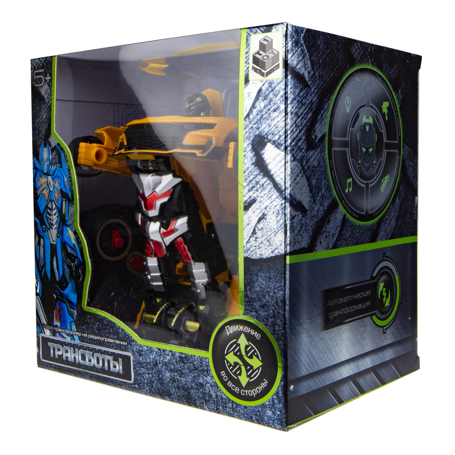 1TOY Трансботы, 1:18 на р/у 27МГц, трансформирующийся в легковую машину 20 см, желто-черный