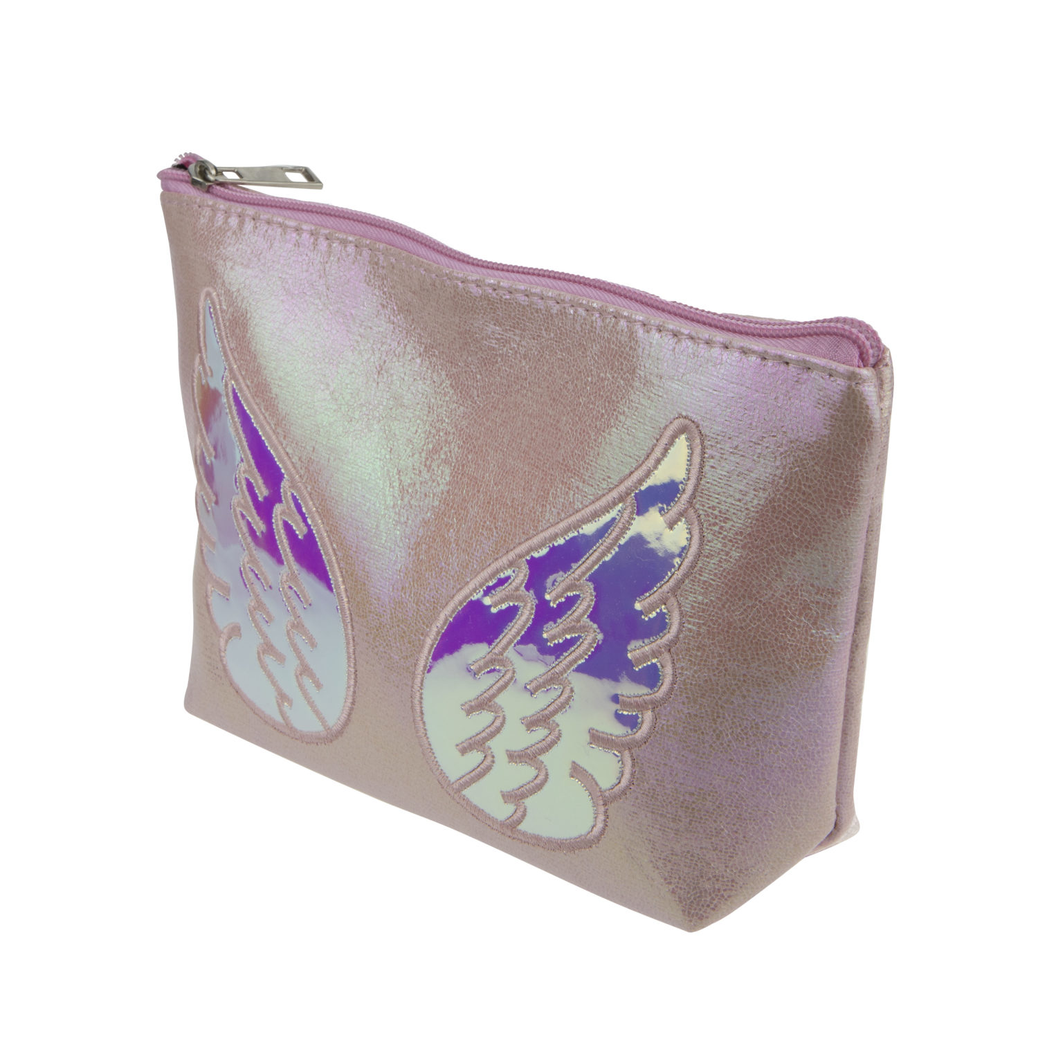 Пенал школьный, косметичка LUKKY для девочек, девушек, нежно-розовая с аппликацией Ангел, 22х13 см