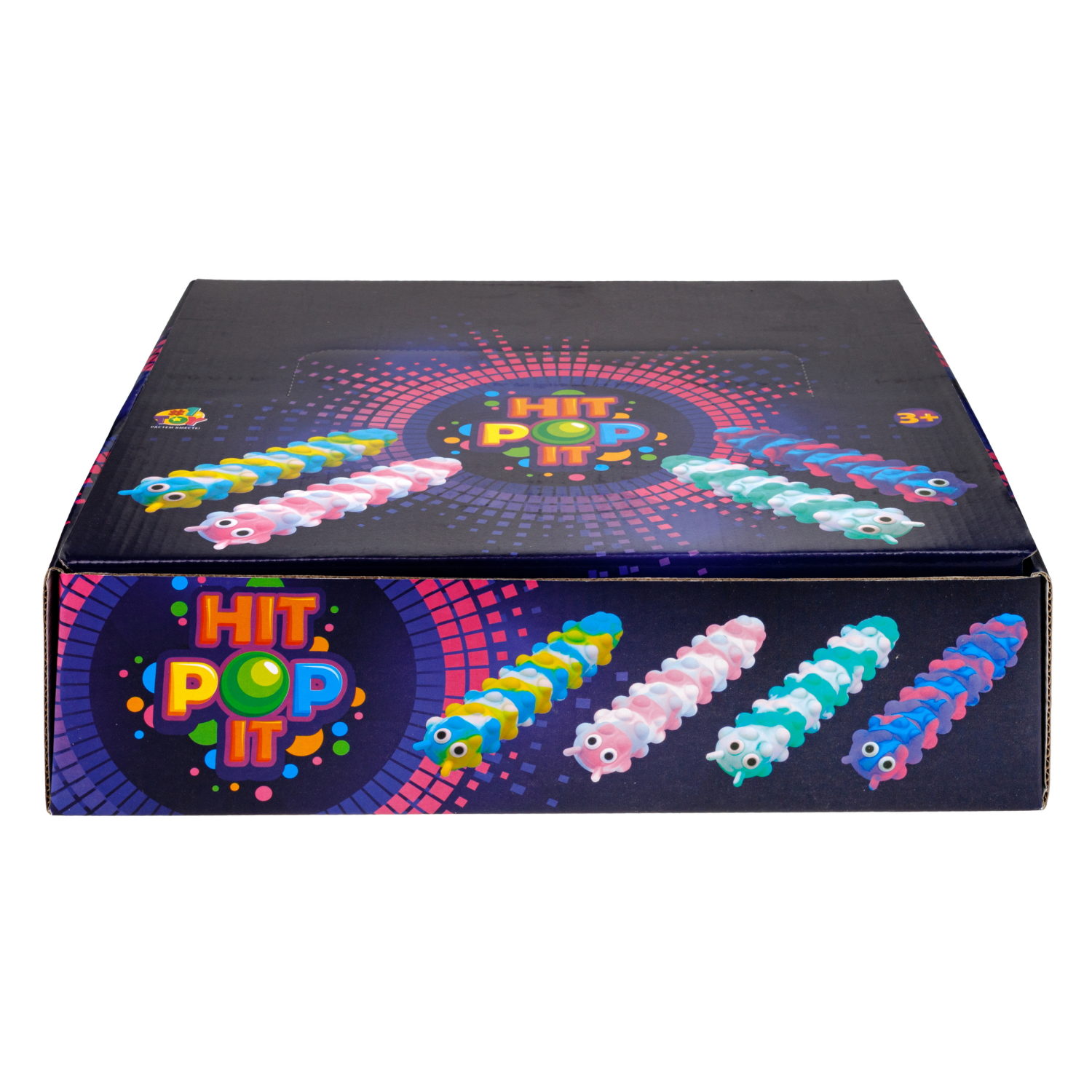 1toy Жмяка Hit Pop It "Гусеница" на присосках 26,5х4,8х3,8 см, 4 вида, 12 шт. в д/б