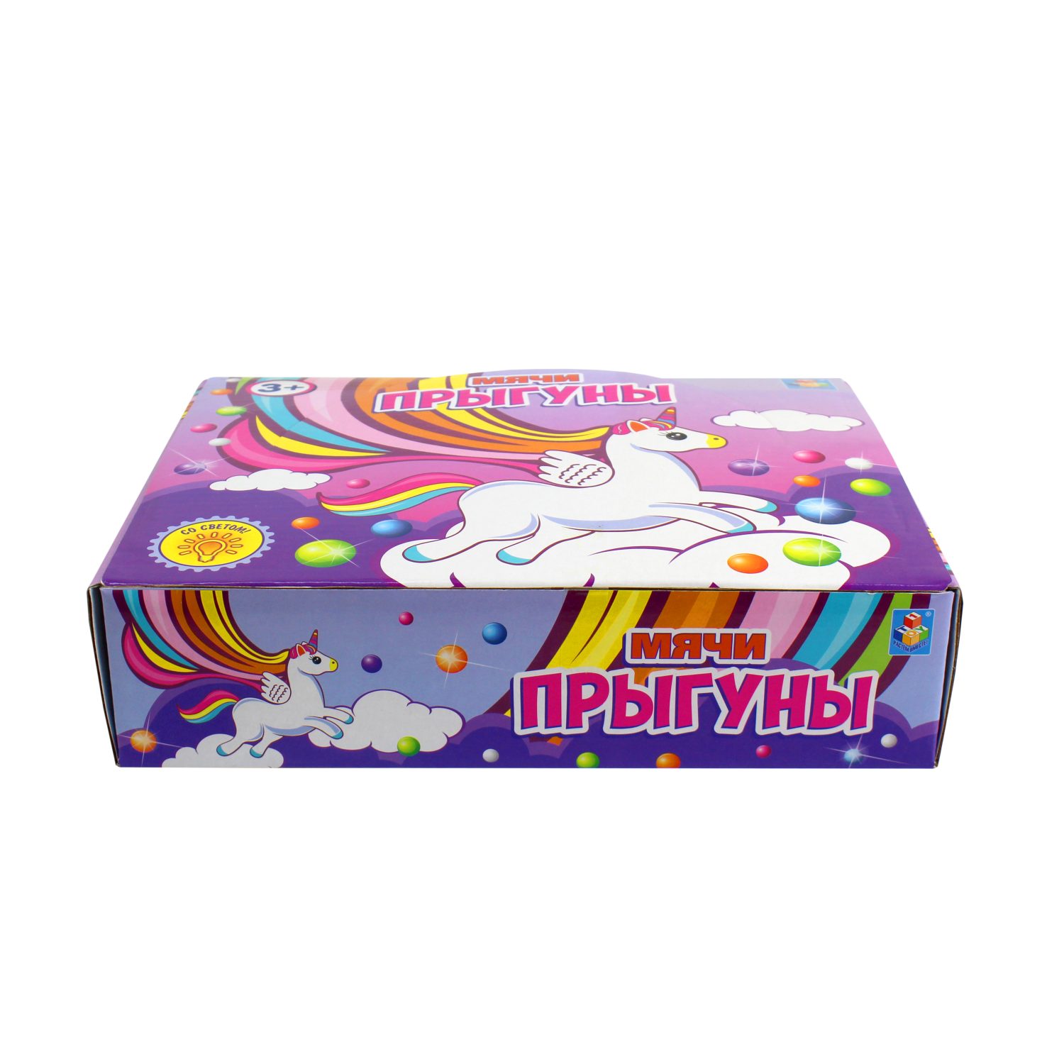 Мячик-прыгун со светом 1TOY Единорог,  5,5 см
