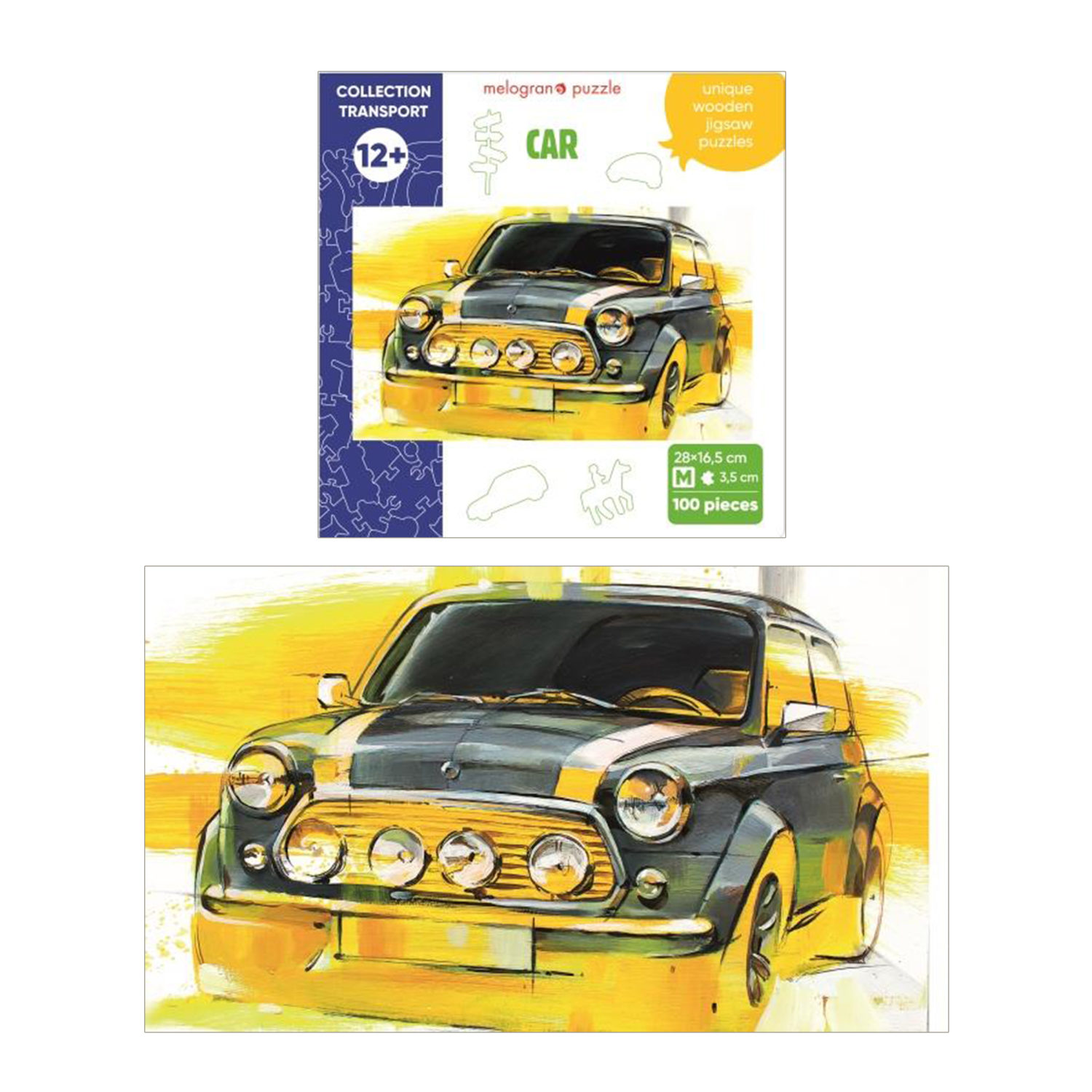Деревянные пазлы Collection Transport Мини автомобиль, 100 деталей, 28х16,5 см