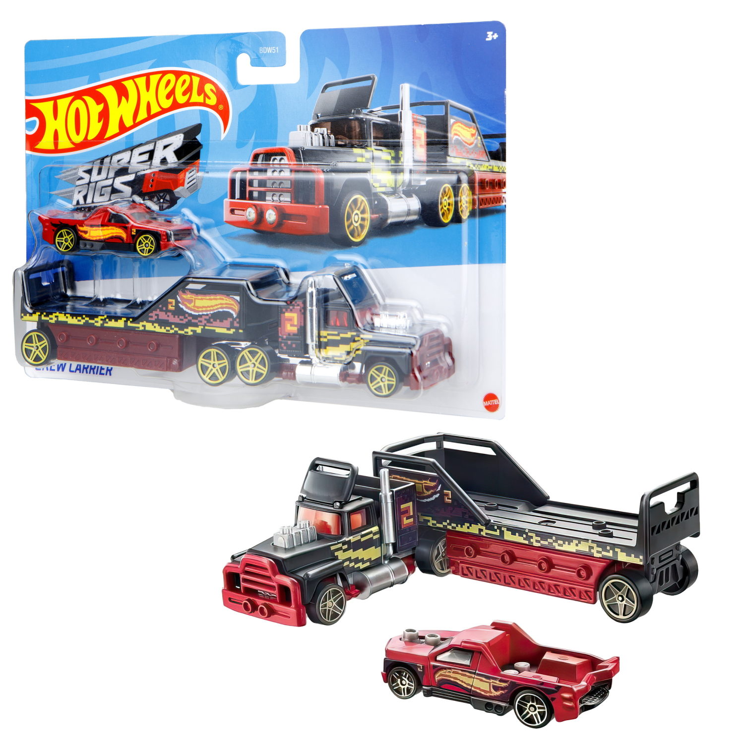 Hot wheels Набор игровой Супергрузовики со спортивными автомобилями "Crew Carrier"