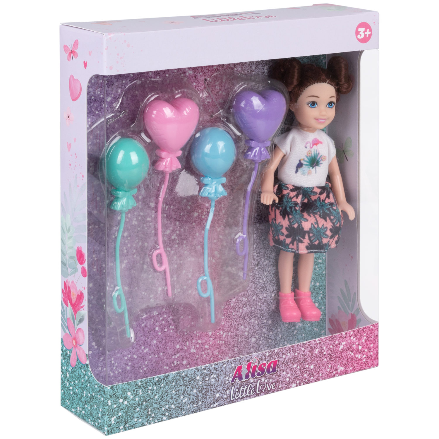 Кукла Alisa Little Love 15,2 см, брюнетка, с воздушными шариками