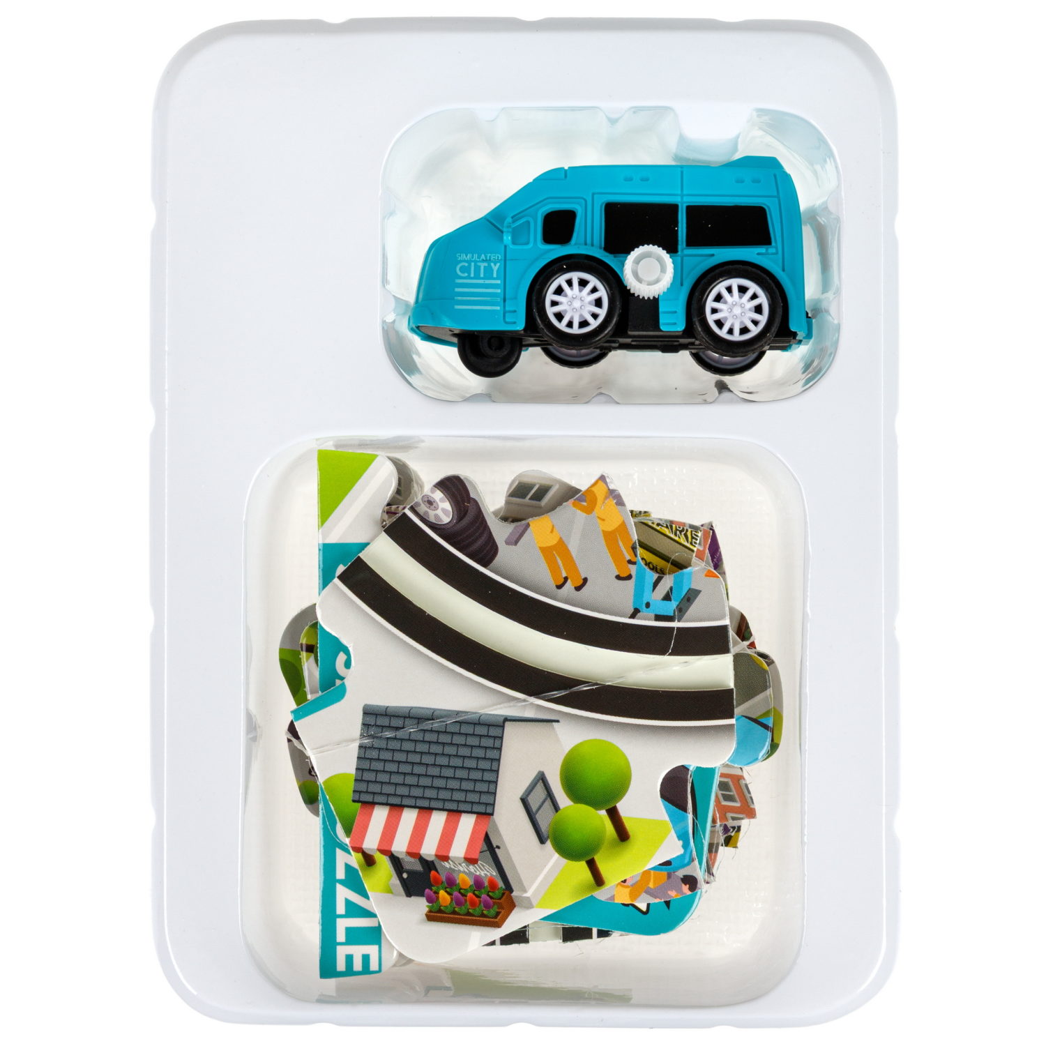 Игровой набор 1TOY Пазл-трек "Мегаполис" с машинкой, 4 вида, 10 деталей