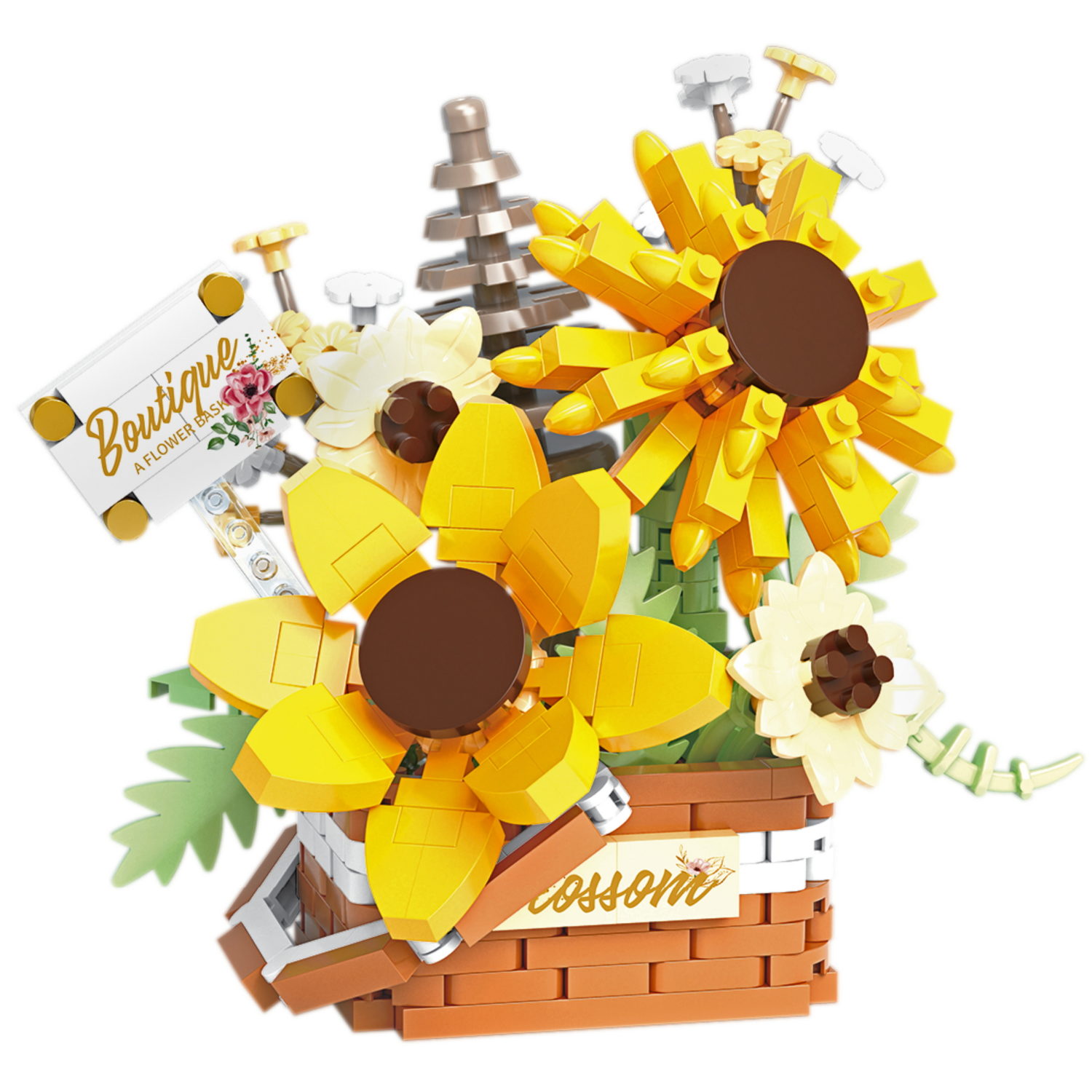 Конструктор 1TOY Blockformers Цветочная коллекция "Корзина с подсолнухами", 498 деталей