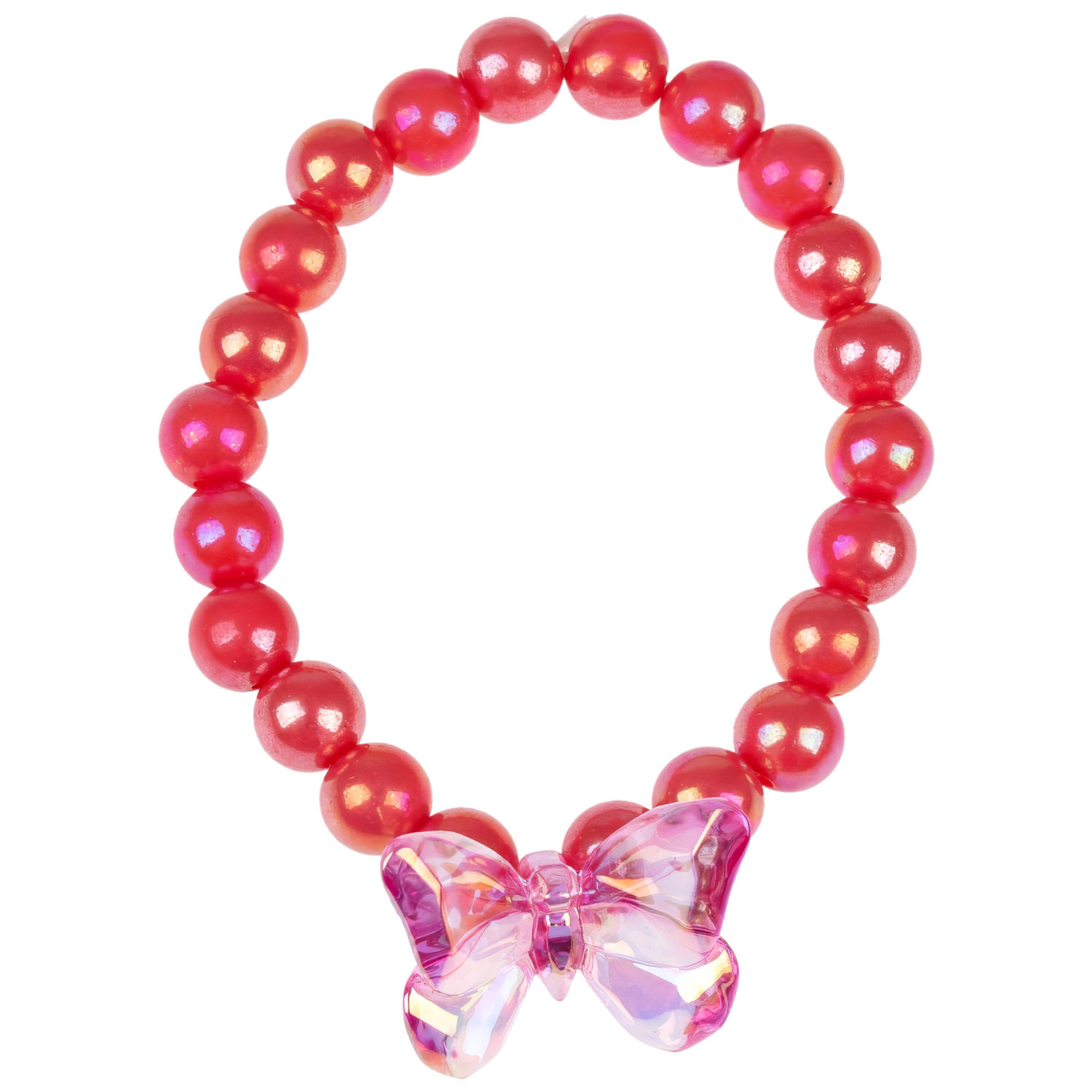 Набор браслетов Lukky Fashion из бусин с бабочками, розовый + коралловый