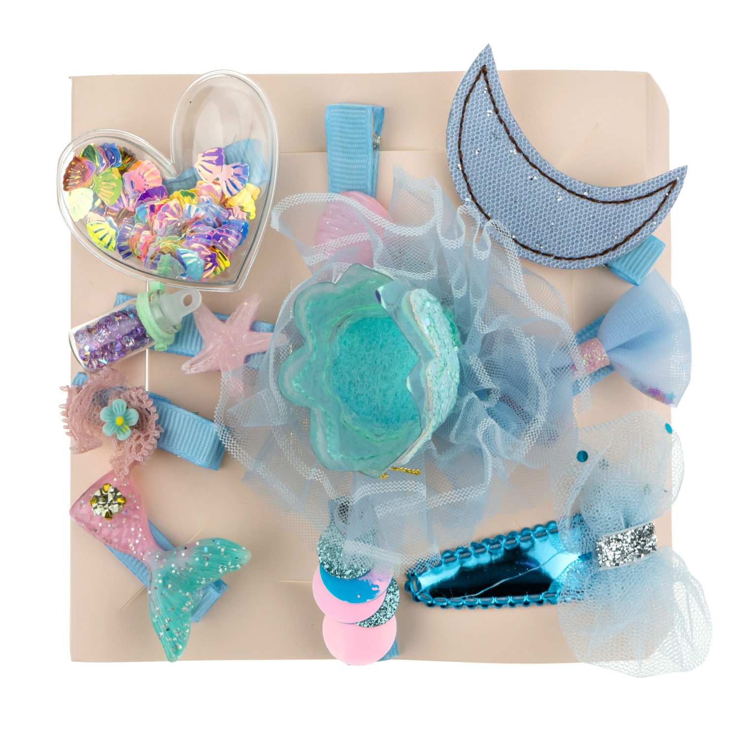 Lukky Fashion набор аксессуаров для волос голубой, в наборе 10 заколок, подарочная упаковка, 14х14х4см