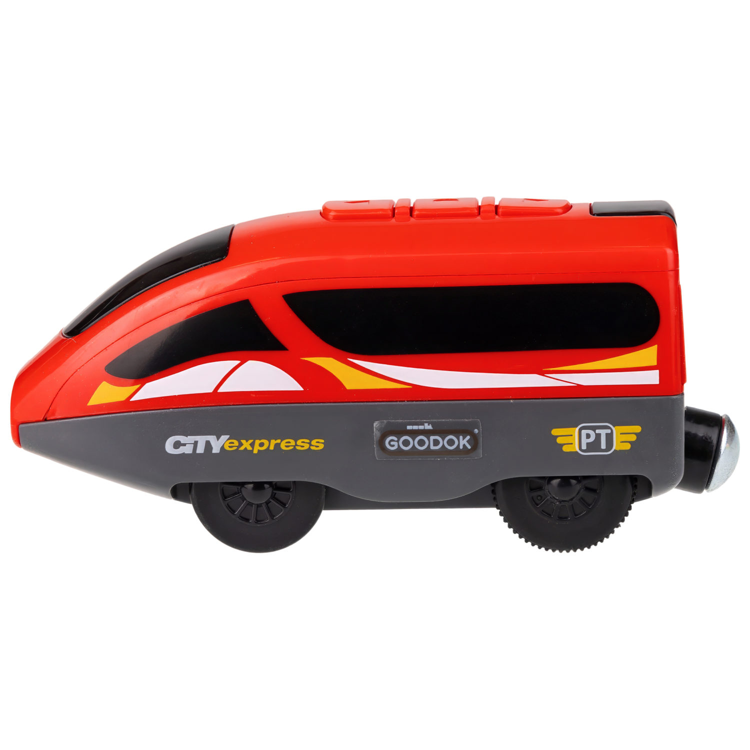 Деревянная железная дорога 1TOY GOODOK с электропоездом на пульте управления, 49 элементов