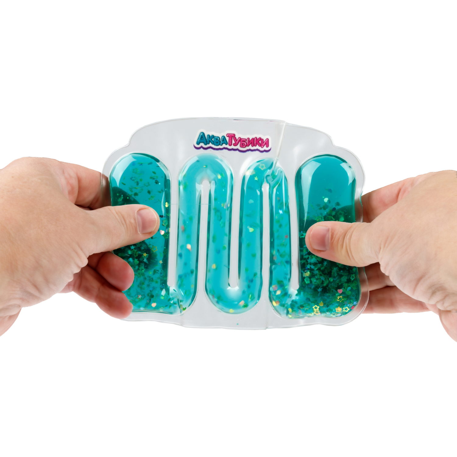 Акватубики переливайка 1TOY «Конфетти» скользун с водой внутри, антистресс для рук, жмякалка, 4 цвета в ассортименте