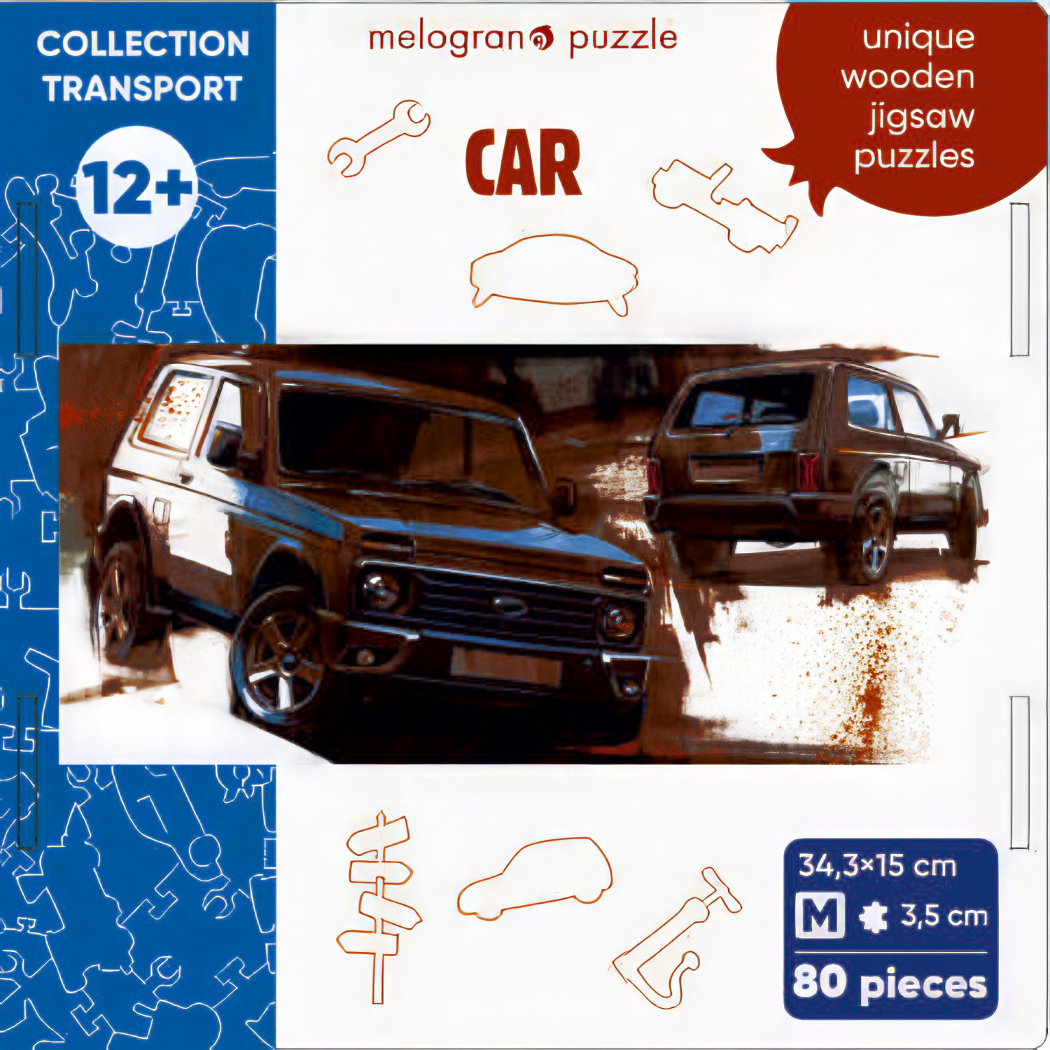 Деревянные пазлы Collection Transport Внедорожник современный, 80 деталей, 34,3х15 см, 12+