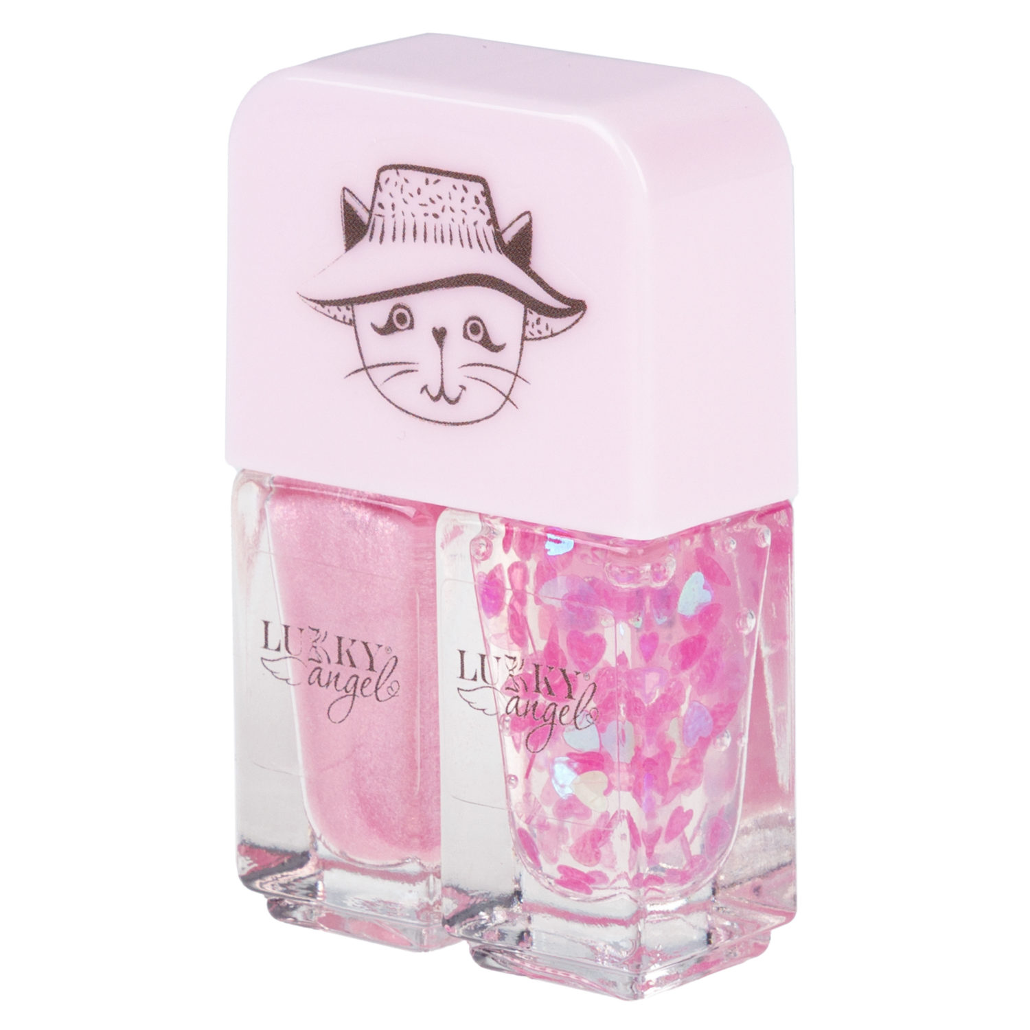 Двойной лак для детских ногтей Lukky Angel Just Duet серебряный металлик и красный с блестками, 2 по 4 мл