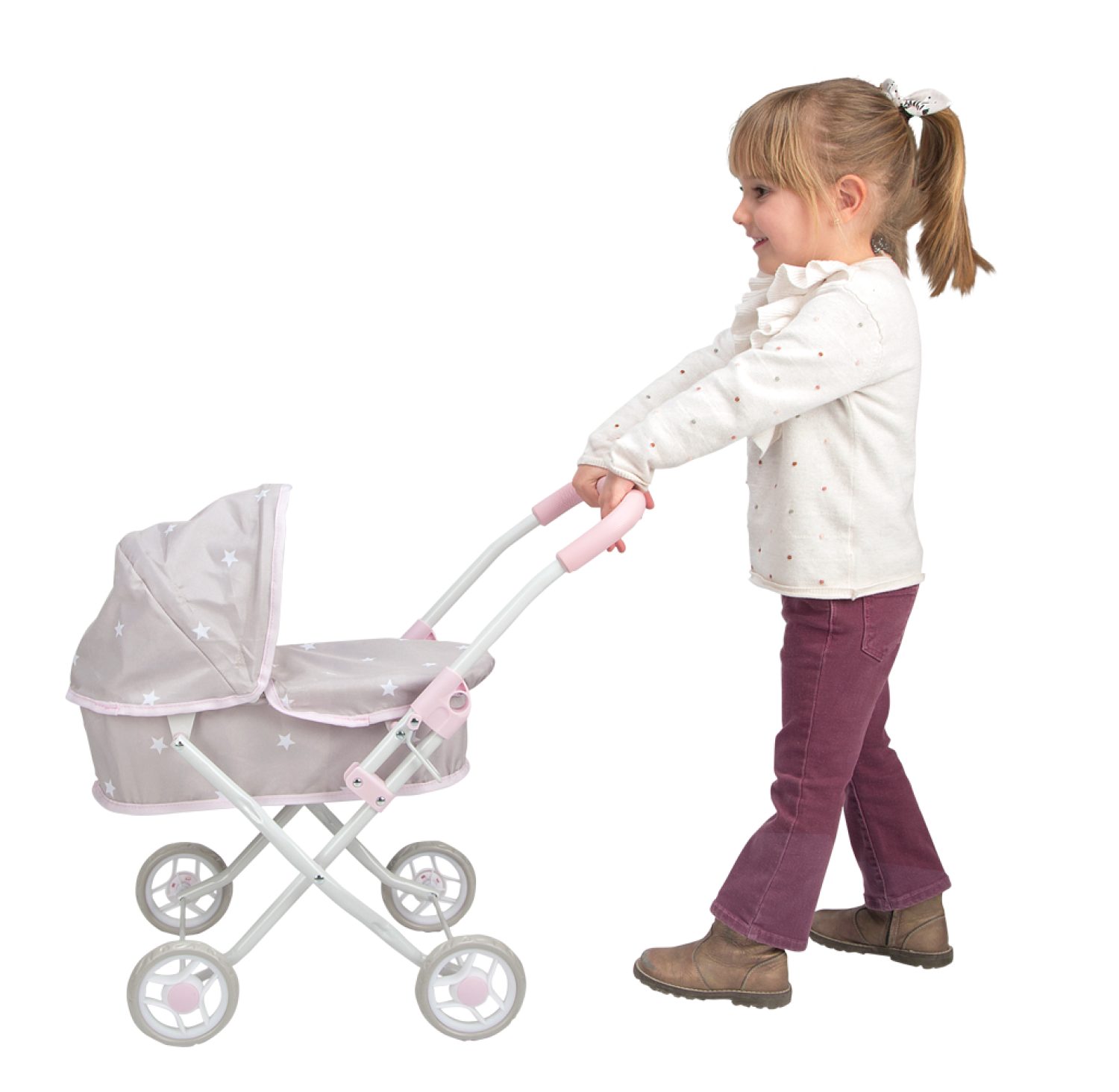 Arias Emma коляска-люлька 4-х колесная для кукол,складная, маленькие колеса