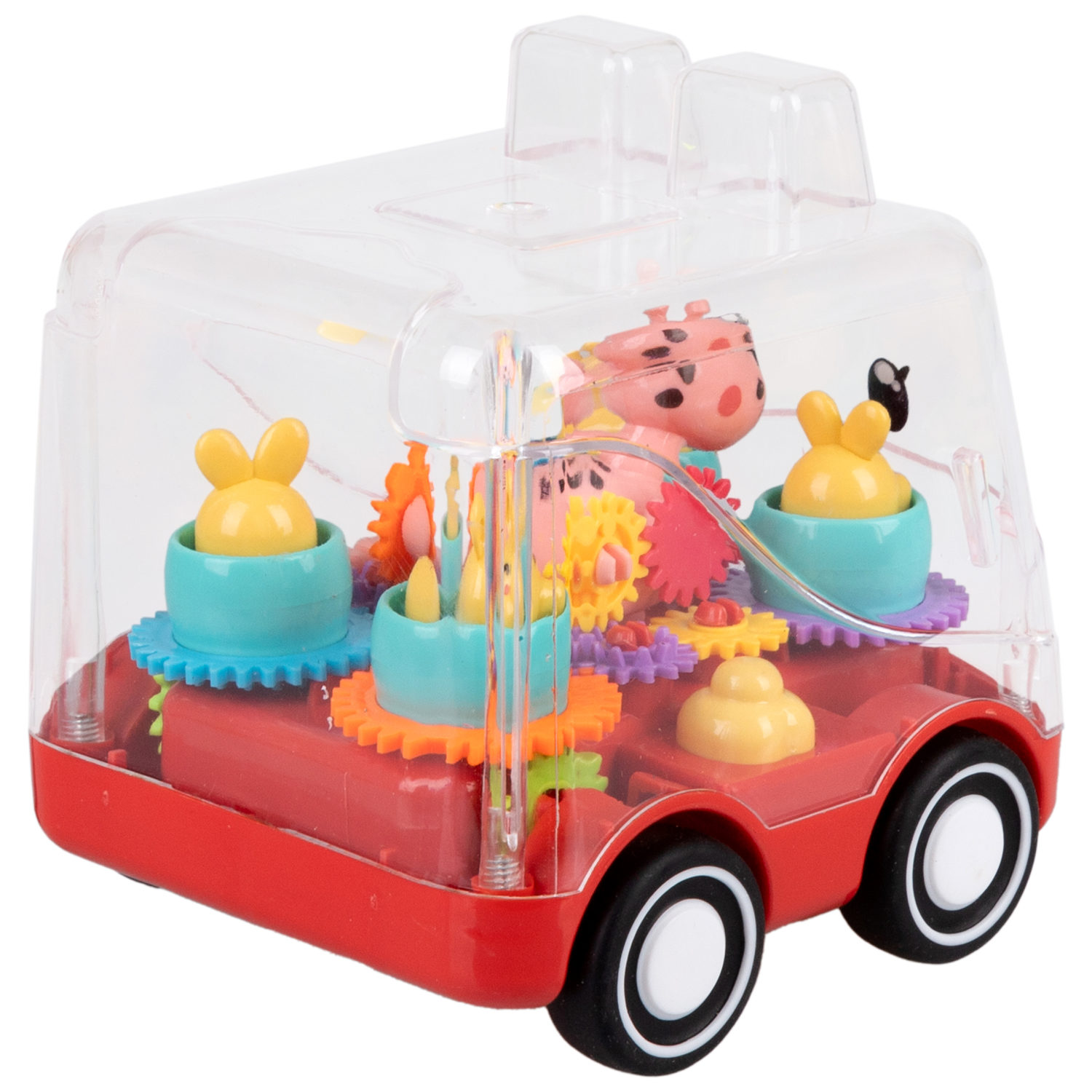 Игрушка прозрачная с шестеренками 1TOY Движок «Карусель», фрикционная, 3 цвета в ассортименте